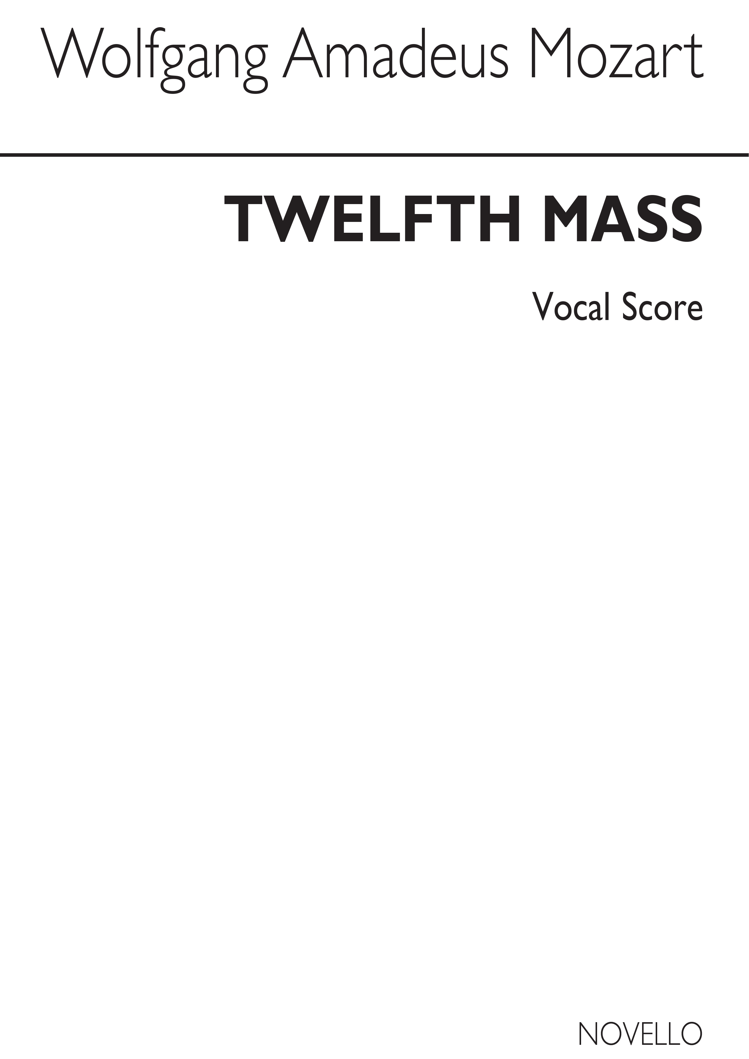 Carl Zulehner Wenzel Mller: Twelfth Mass: SATB: Vocal Score