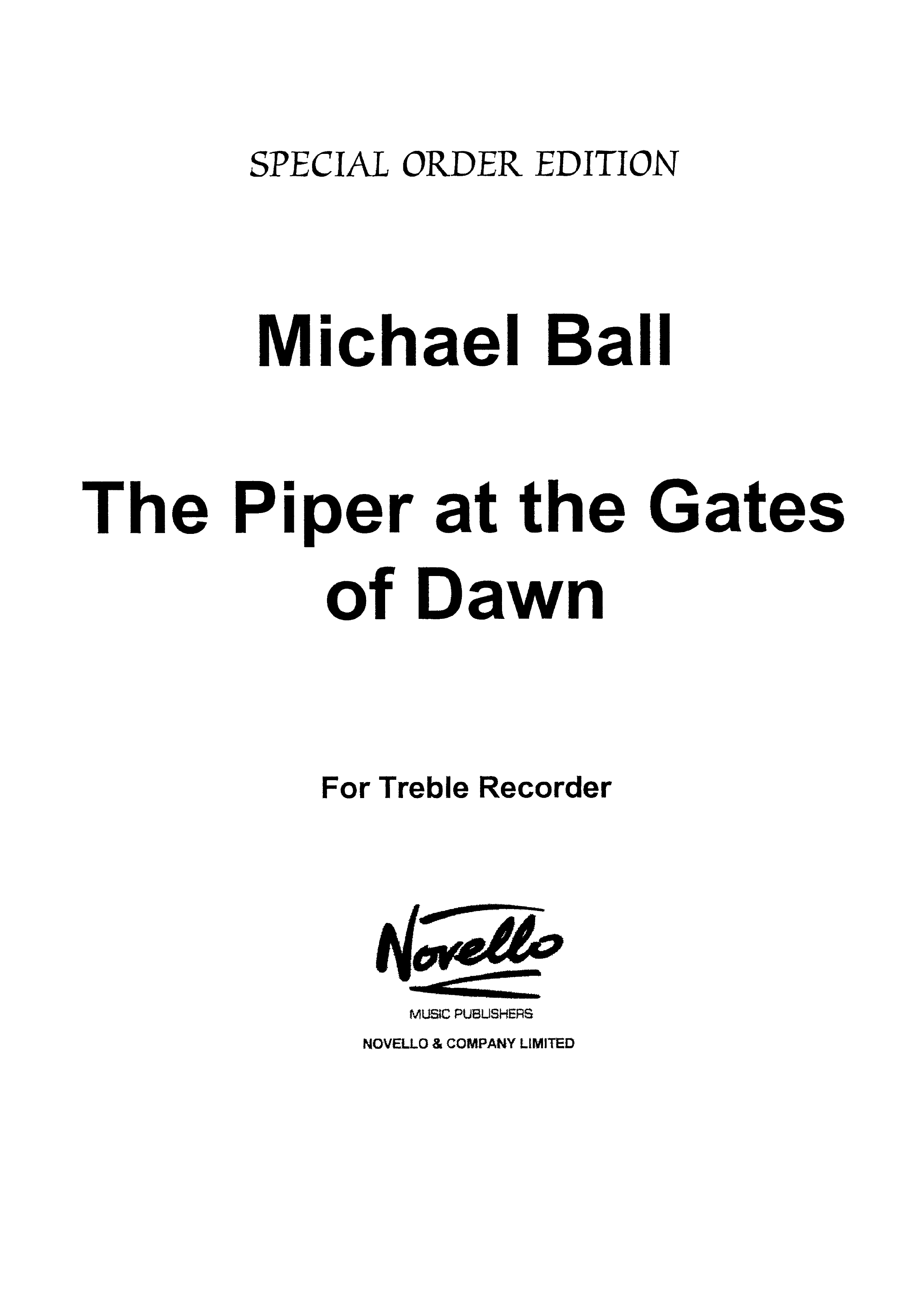 Michael Ball: The Piper At The Gates Of Dawn: Descant Recorder: Instrumental