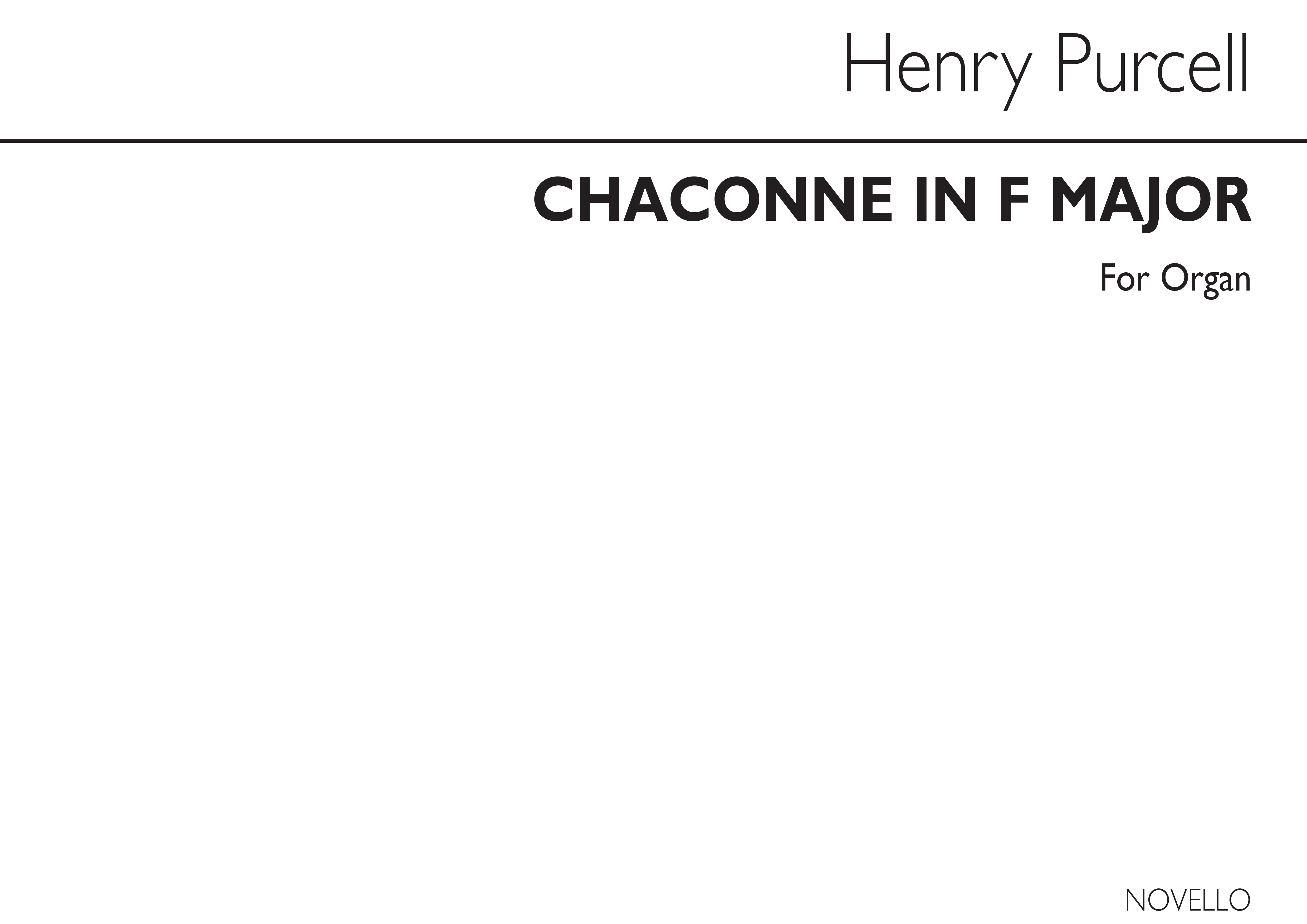 Henry Purcell: Chaconne In F Major For Organ: Organ: Single Sheet