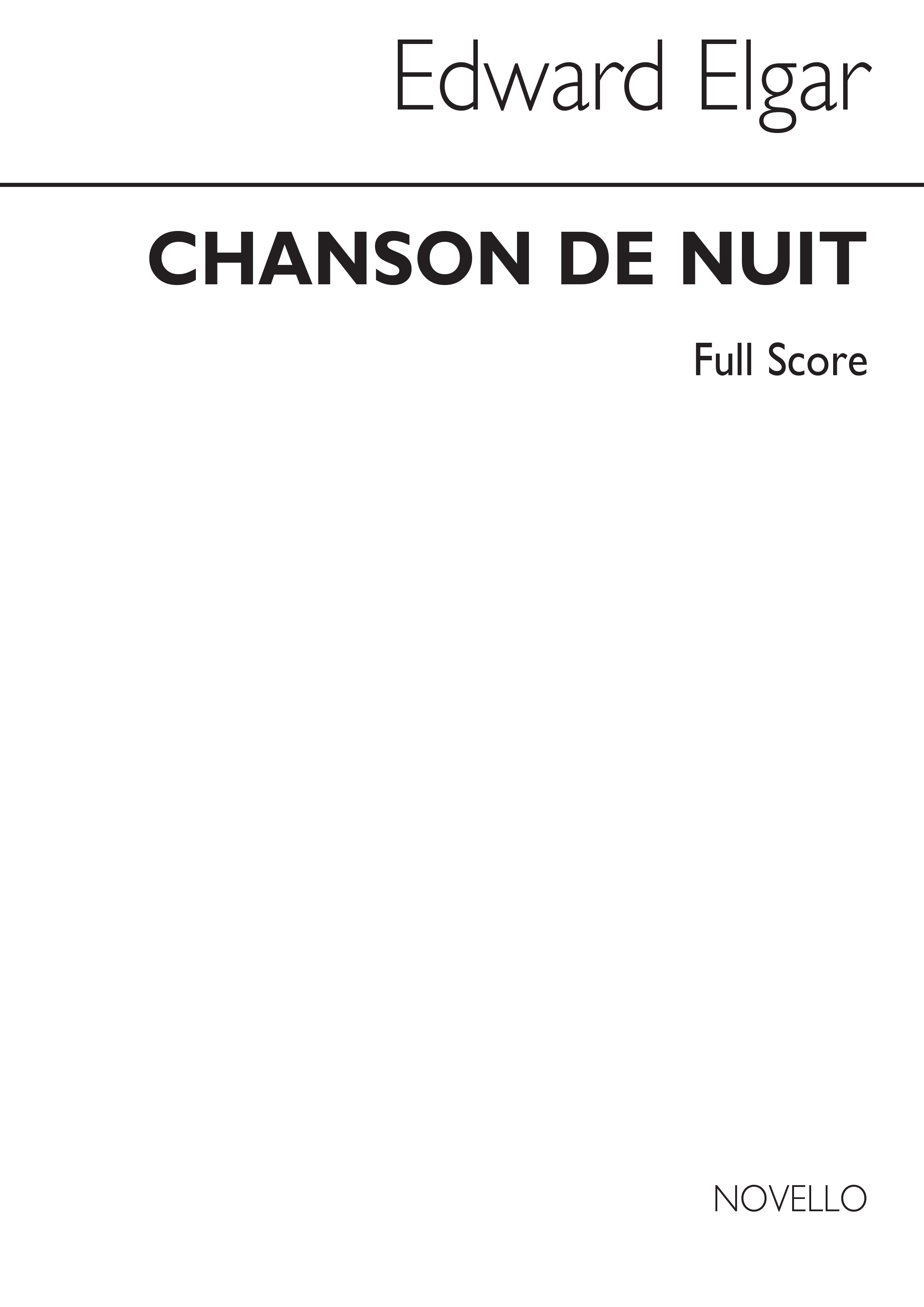 Edward Elgar: Chanson De Nuit (Full Score): Orchestra: Score