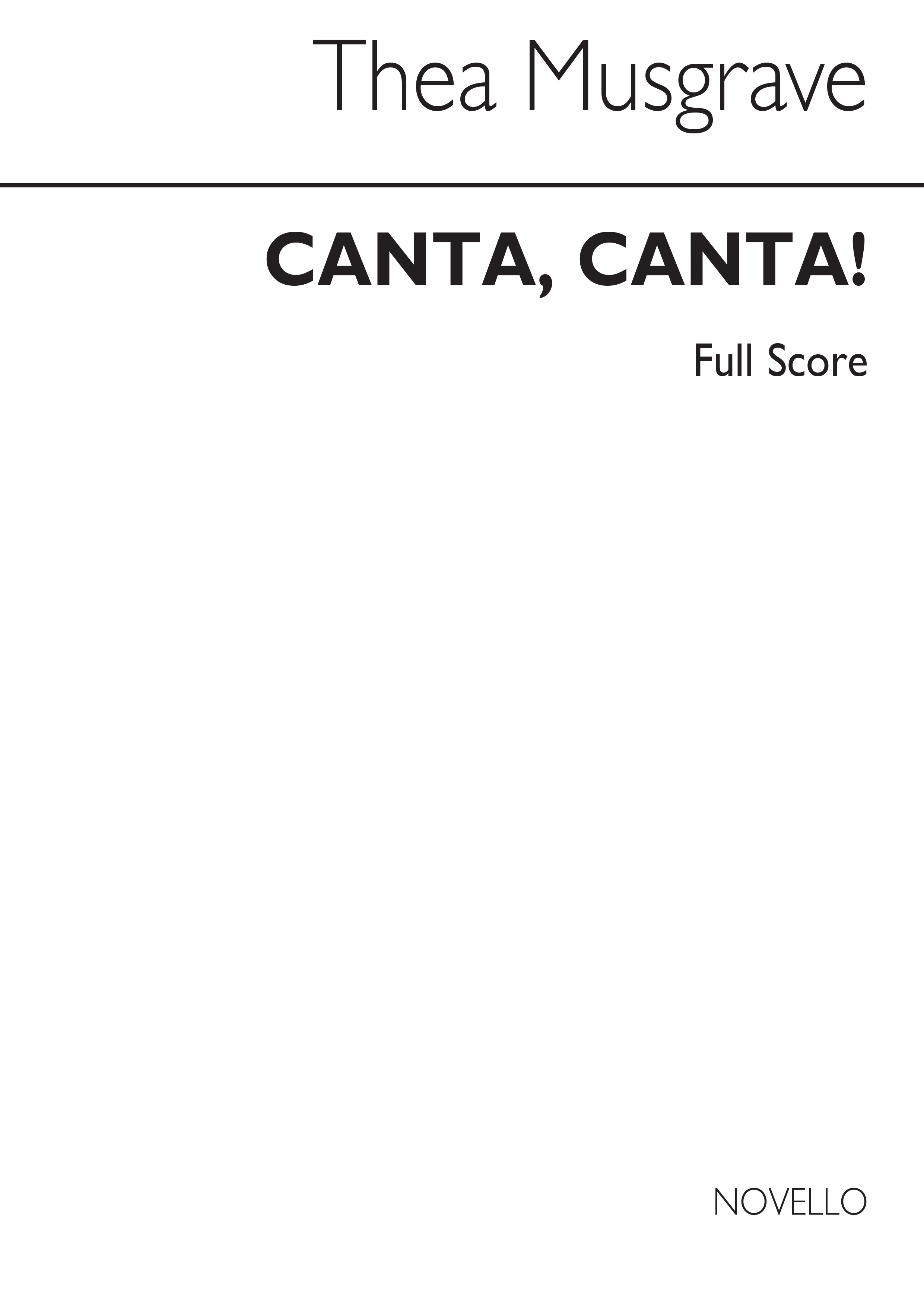 Thea Musgrave: Canta Canta!: Chamber Ensemble: Score