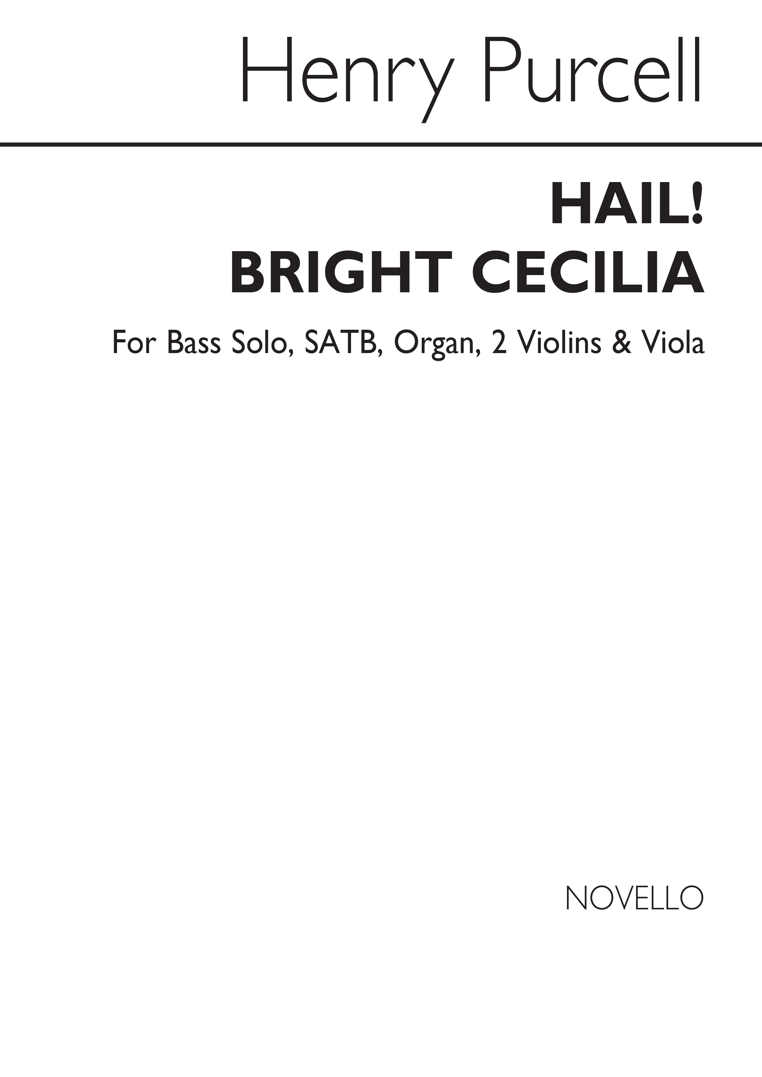 Henry Purcell: Hail! Bright Cecilia Bass: SATB: Vocal Score