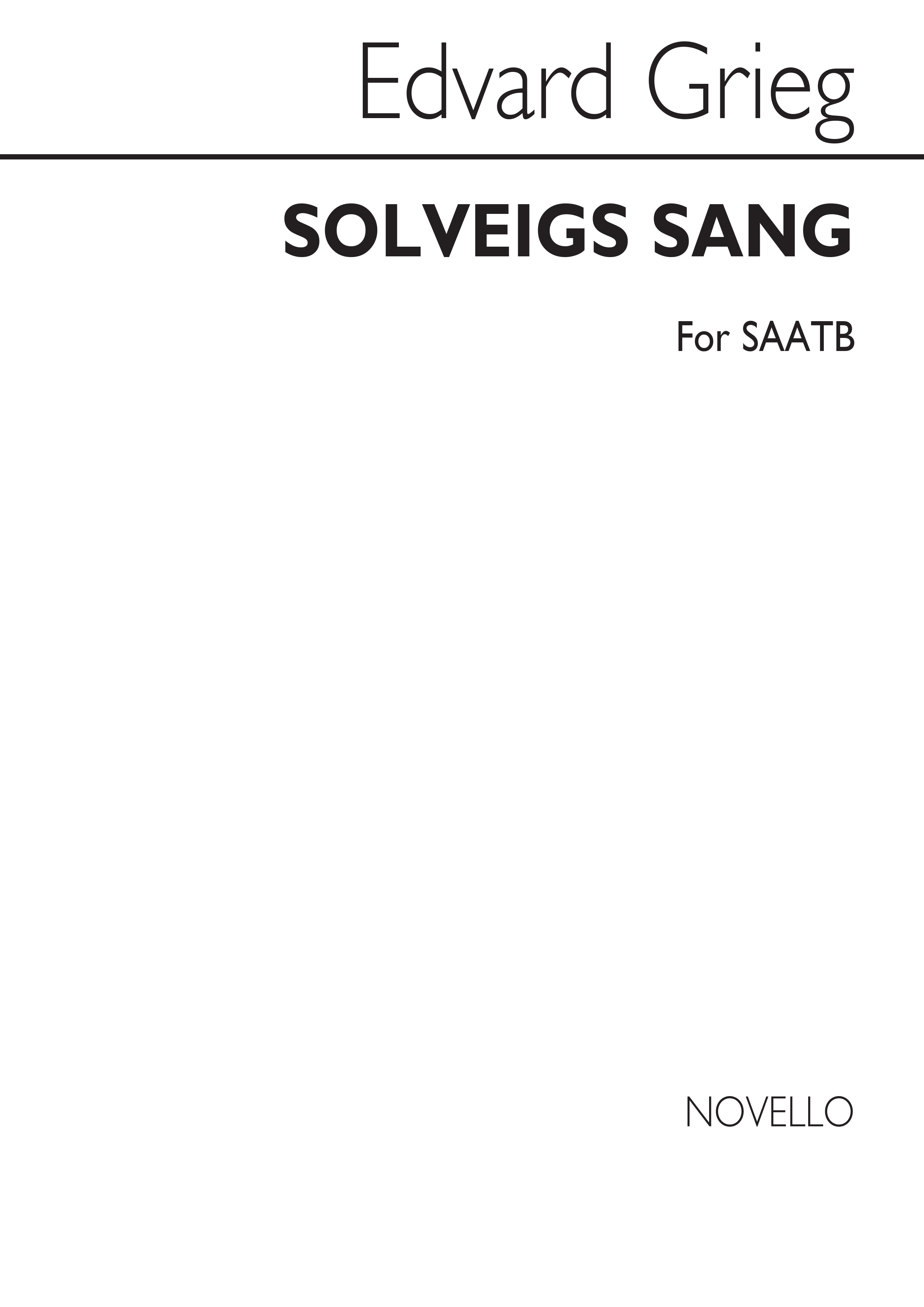 Edvard Grieg: Solveig's Song: SATB: Vocal Score