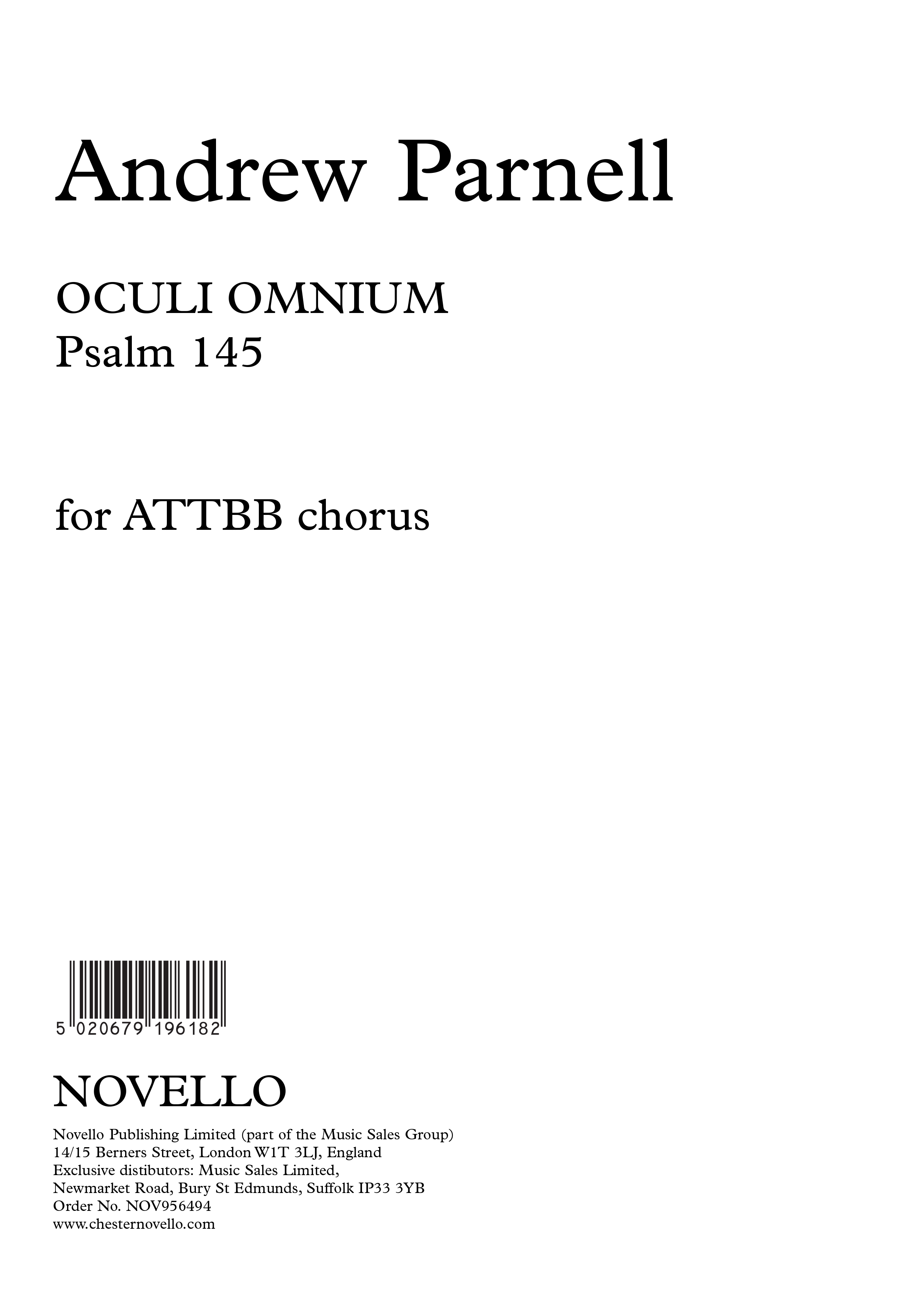 Andrew Parnell: Oculi Omnium: Men's Voices: Vocal Score