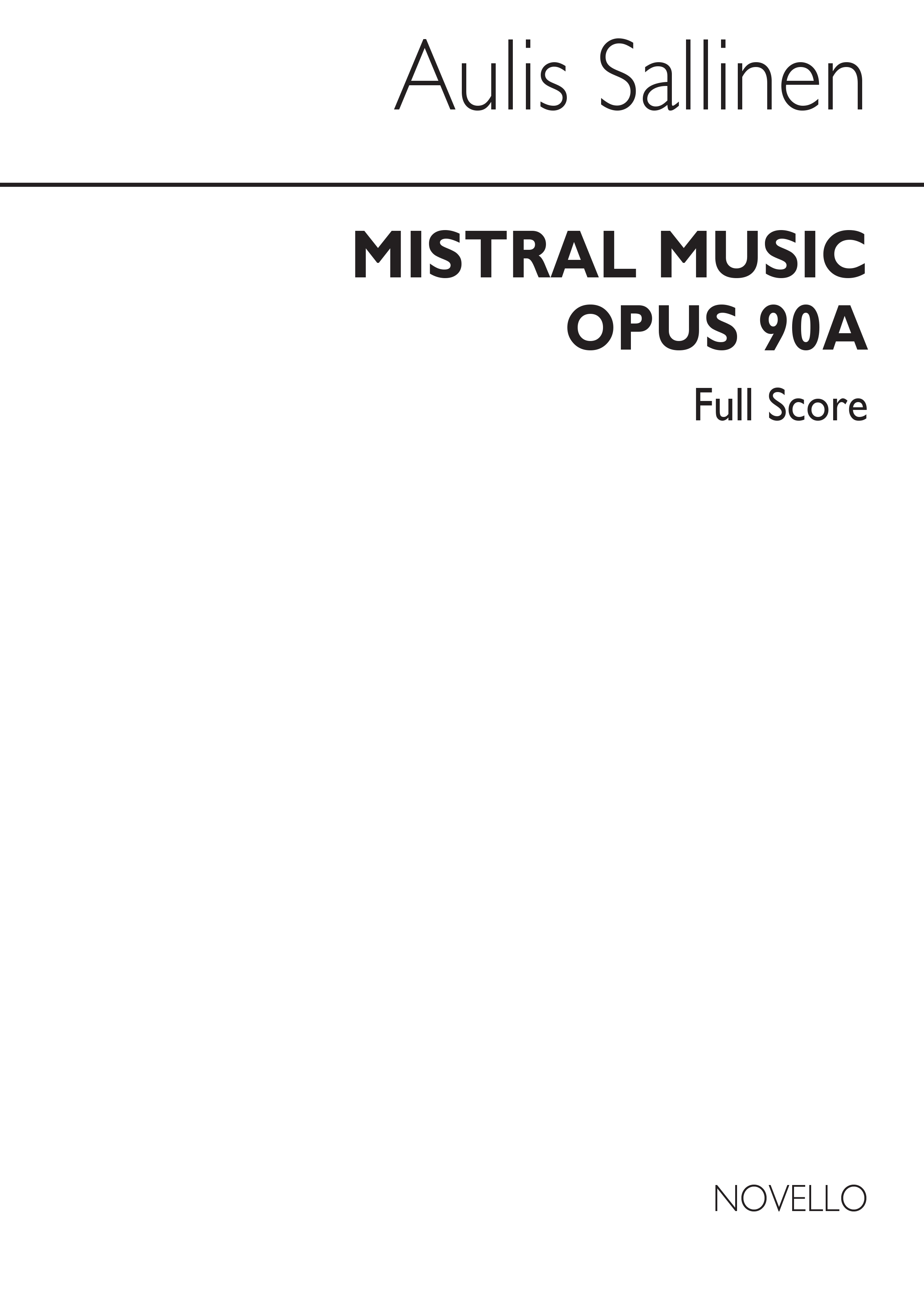 Aulis Sallinen: Mistral Music: Chamber Ensemble: Score