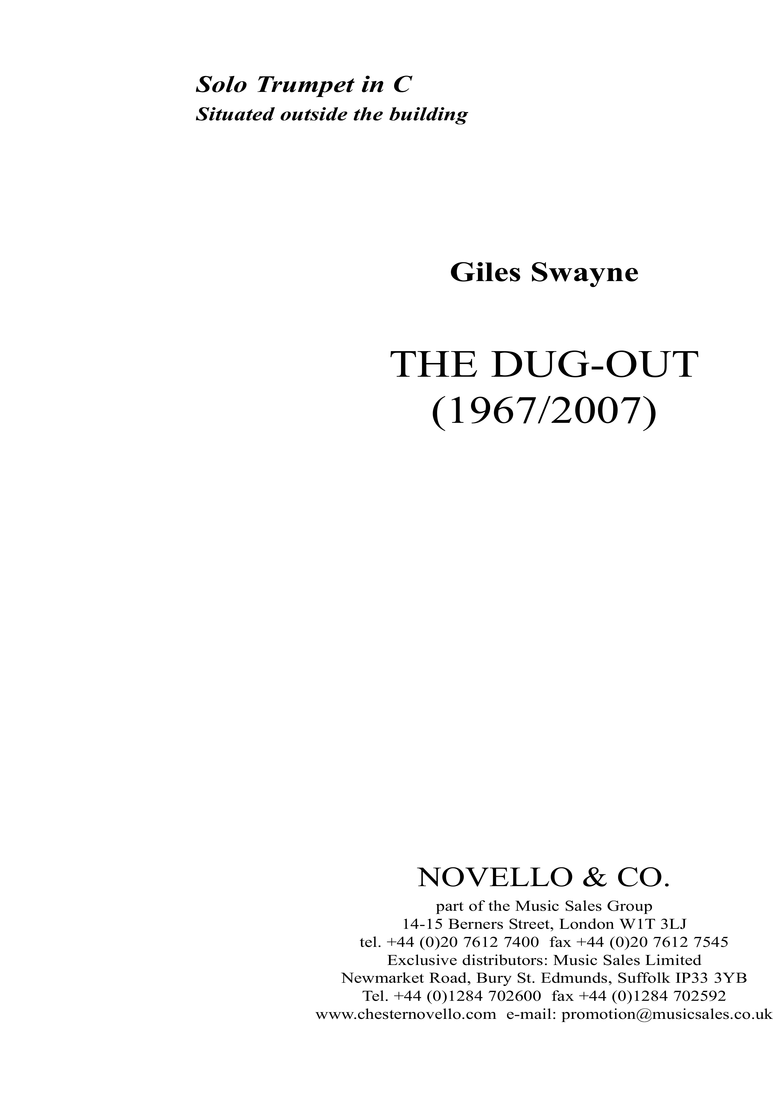 Giles Swayne: The Dug-Out Op.2a (Trumpet): Trumpet: Part