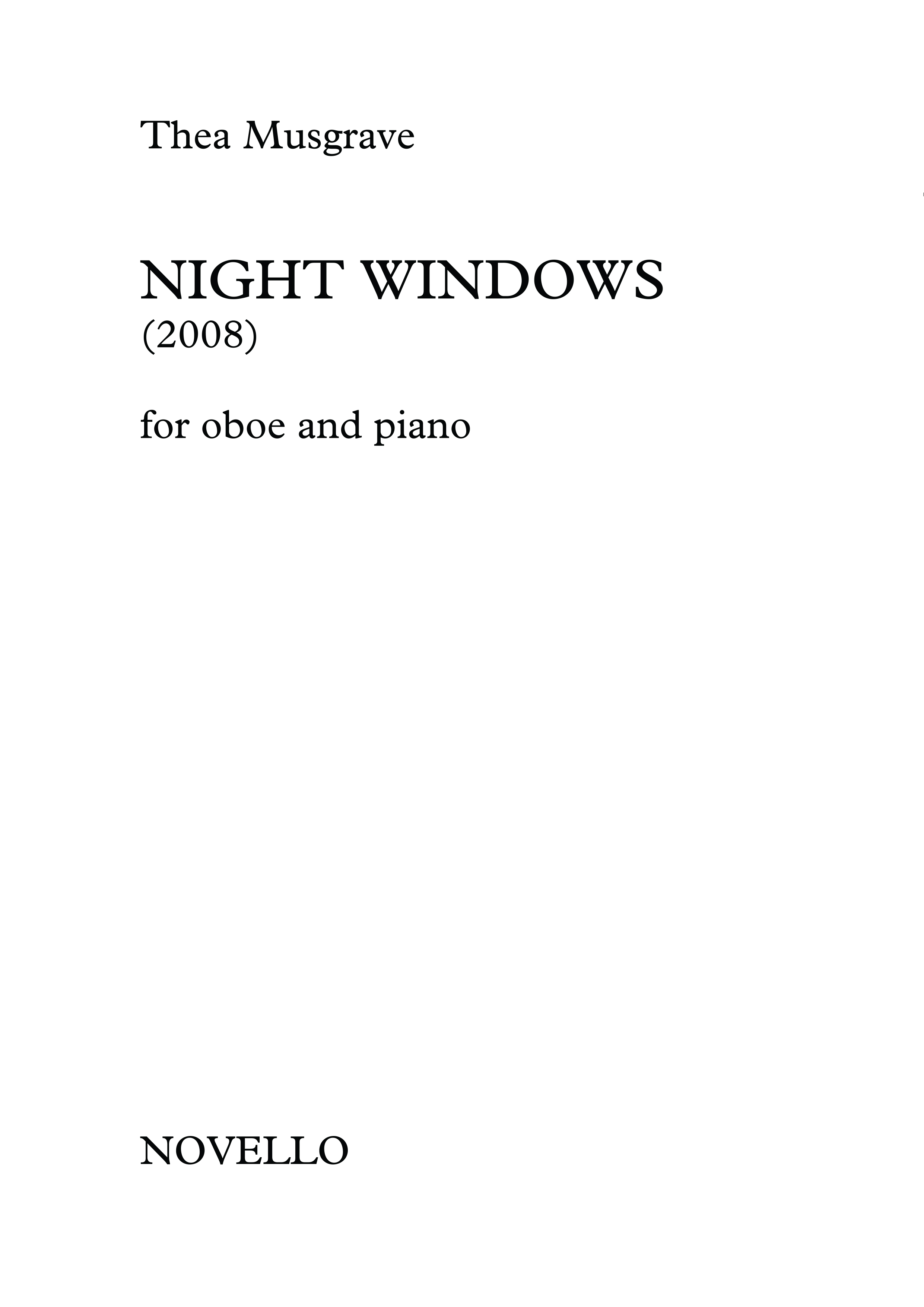 Thea Musgrave: Night Windows (Oboe/Piano): Oboe: Instrumental Work