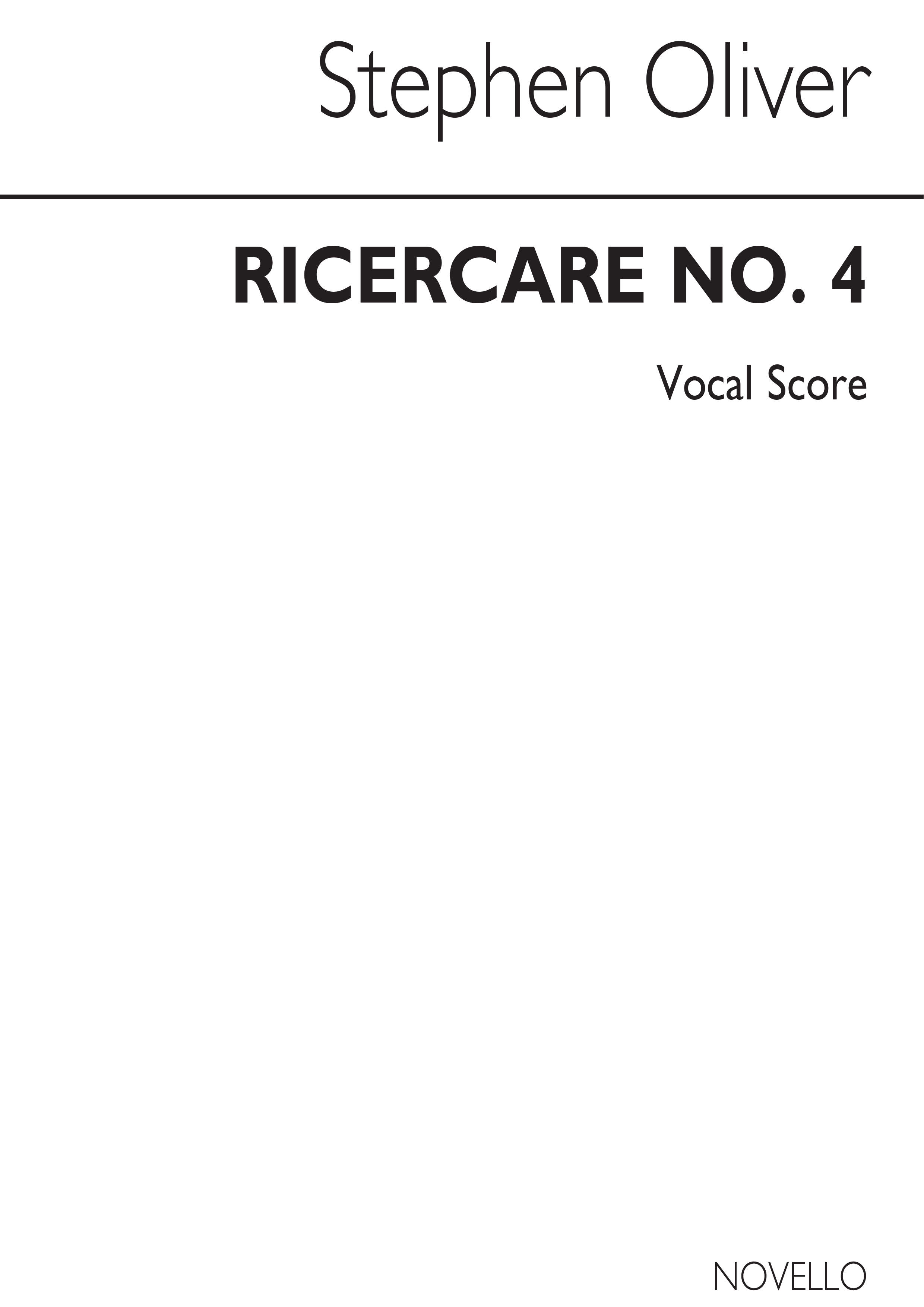 Stephen Oliver: Ricercare No.4: Men's Voices: Vocal Score