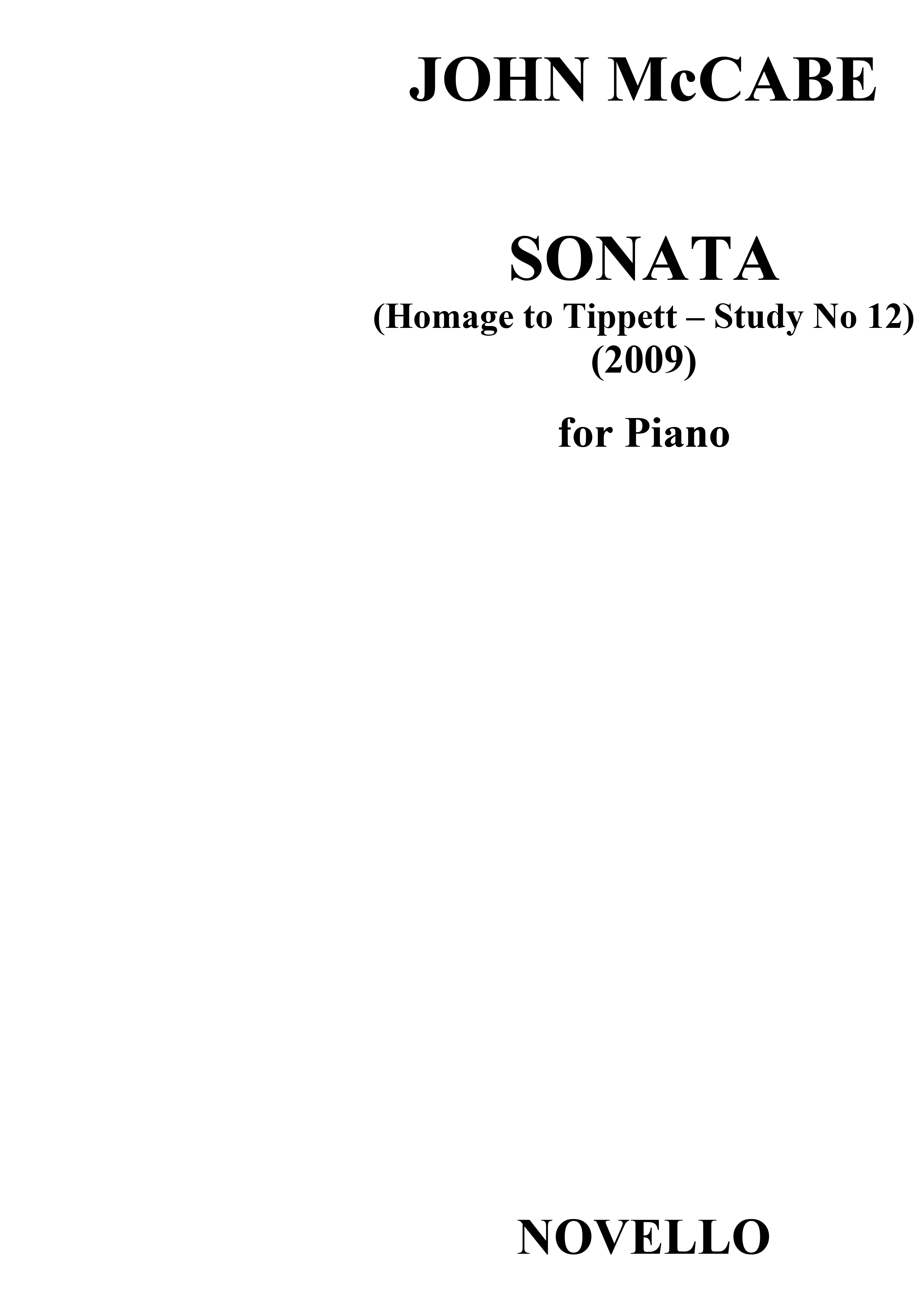 John McCabe: Sonata (Homage to Tippett - Study No.12): Piano: Instrumental Work