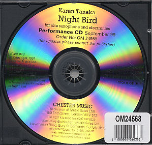 Karen Tanaka: Night Bird - Performance CD: Alto Saxophone: Recorded Performance