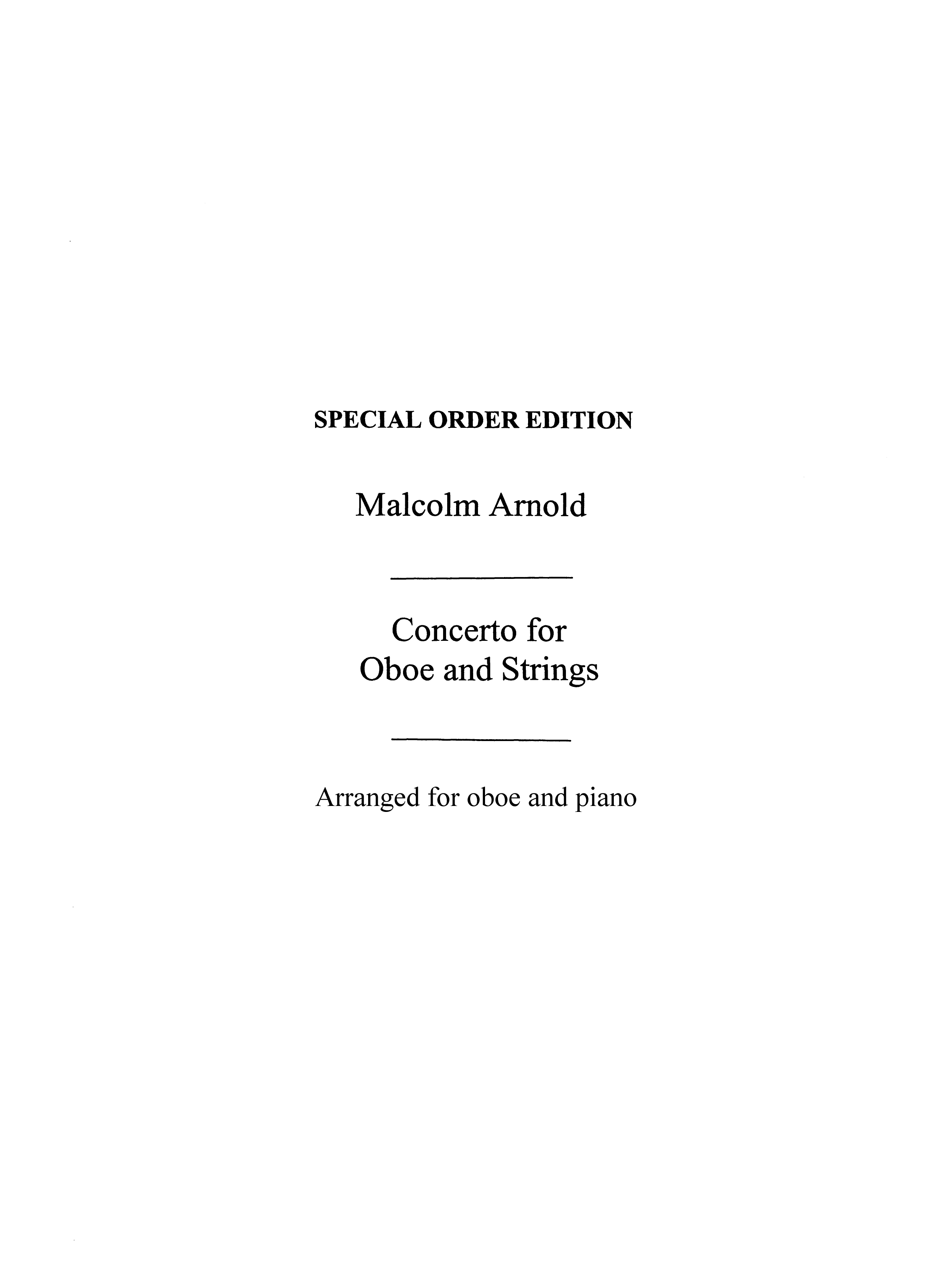 Malcolm Arnold: Concerto For Oboe and Strings Op.39: Oboe: Instrumental Work
