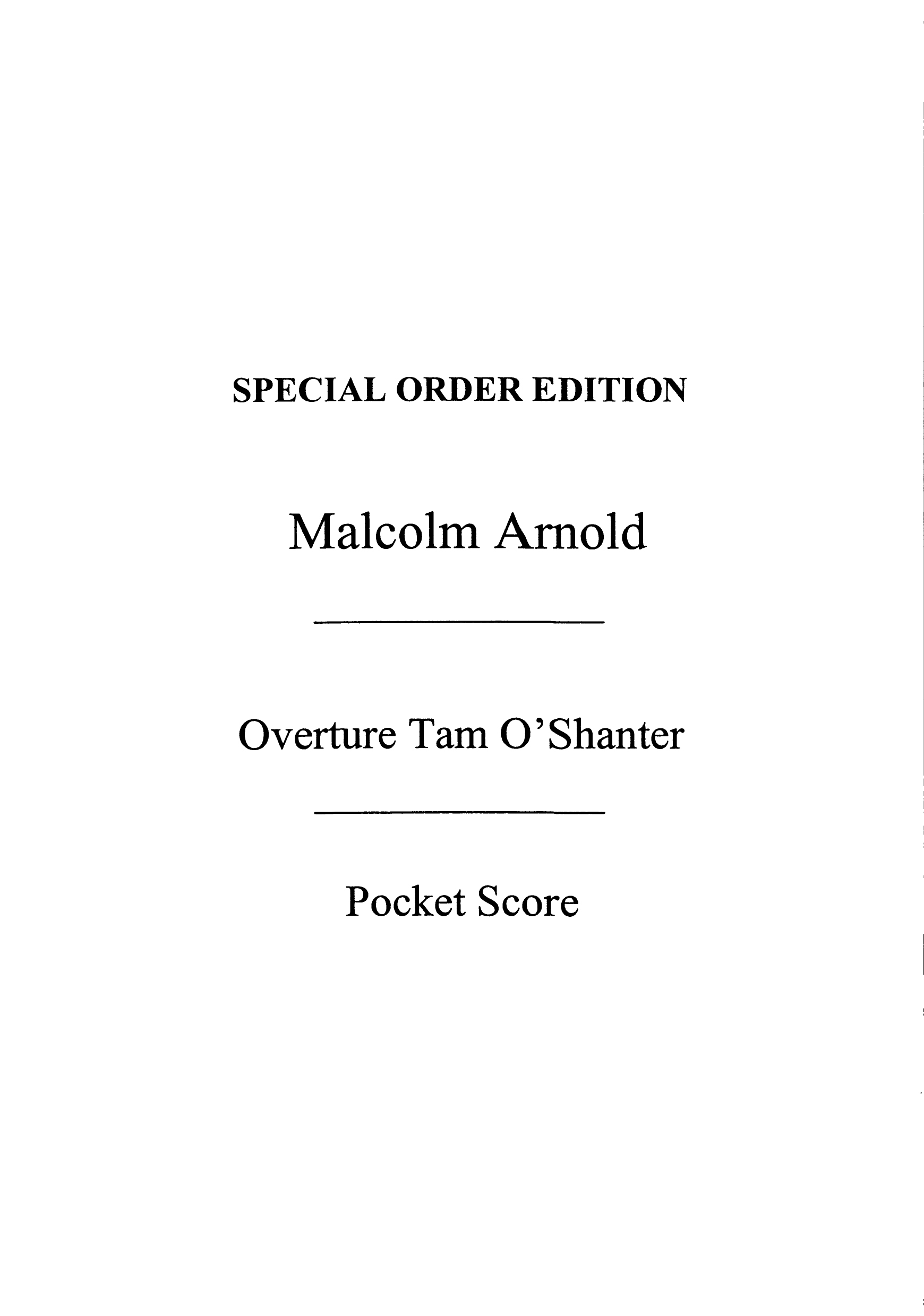 Malcolm Arnold: Tam O'Shanter Overture Op.51: Orchestra: Score