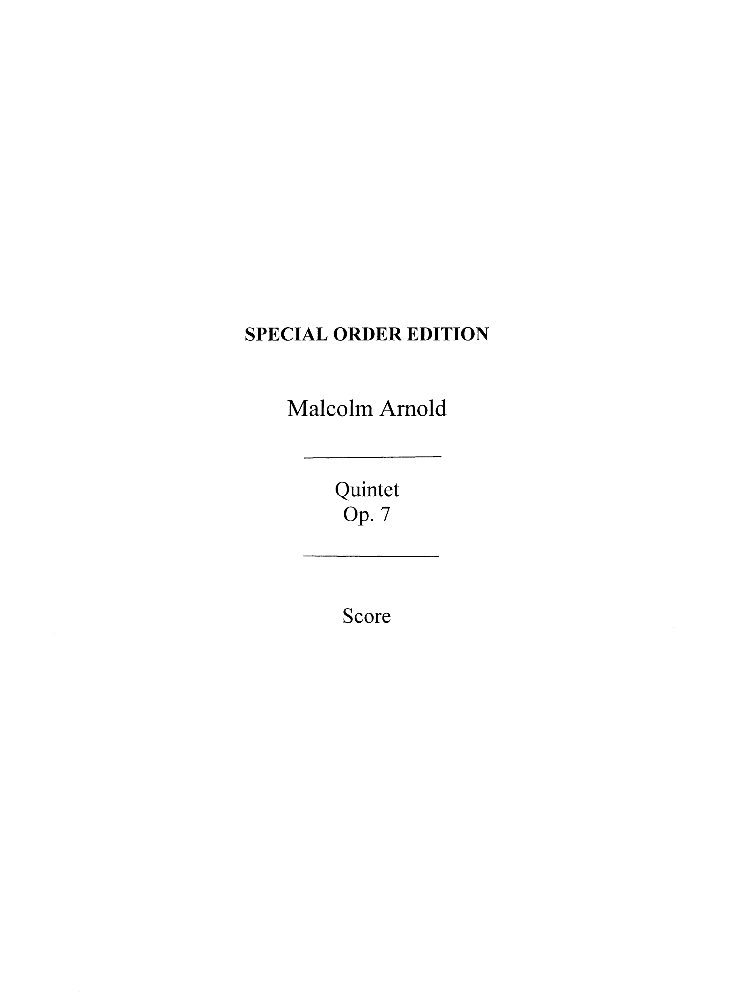 Malcolm Arnold: Quintet Op.7: Chamber Ensemble: Score