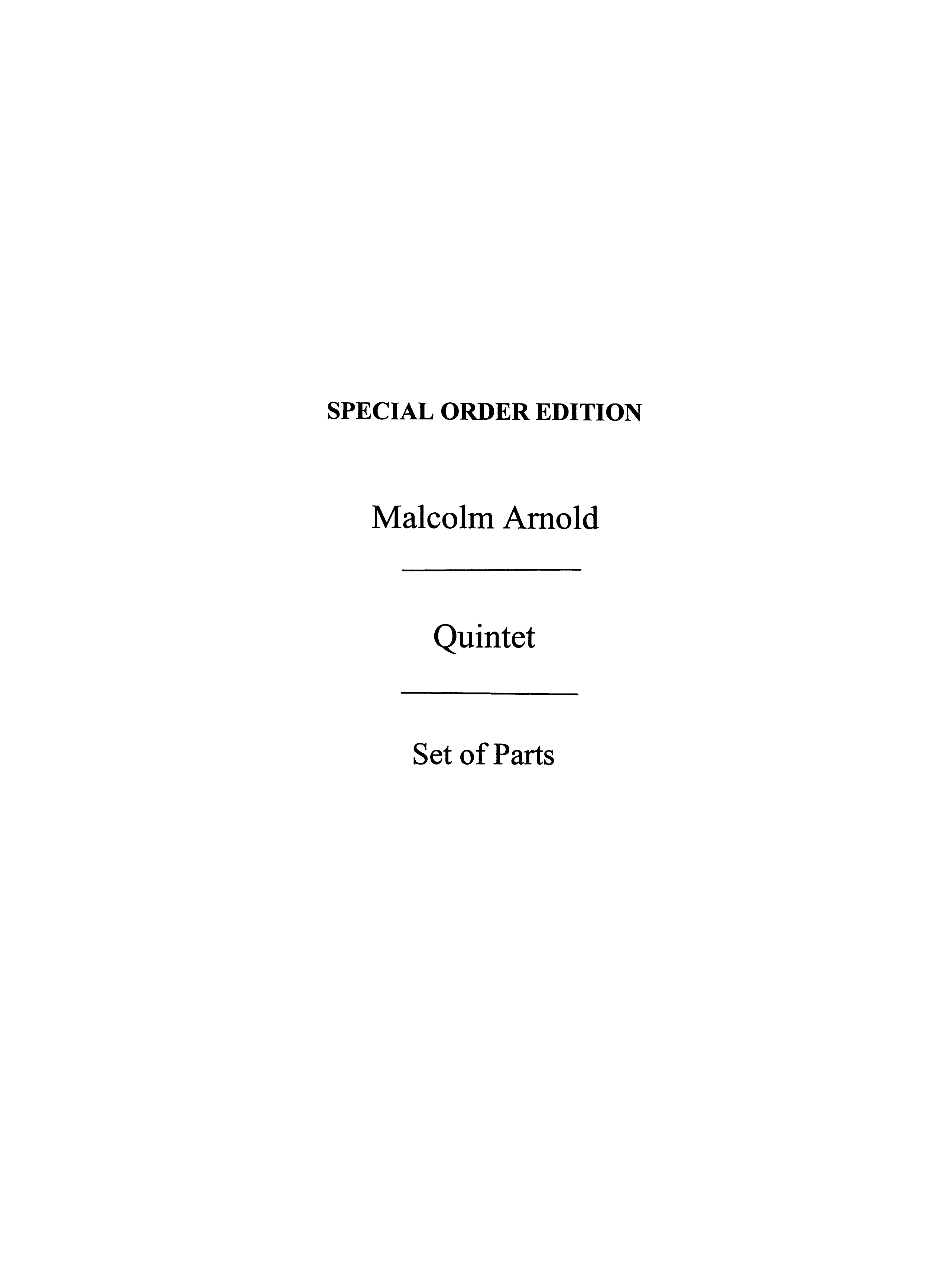 Malcolm Arnold: Quintet Op.7: Chamber Ensemble: Instrumental Work