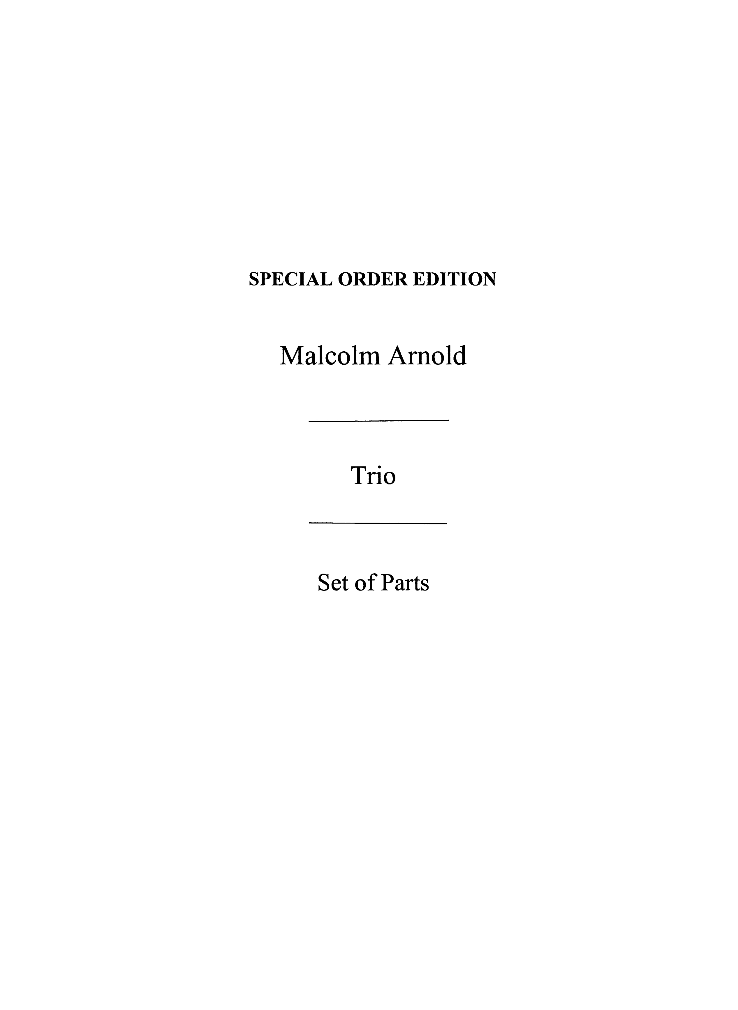 Malcolm Arnold: Trio Op.6: Mixed Trio: Parts