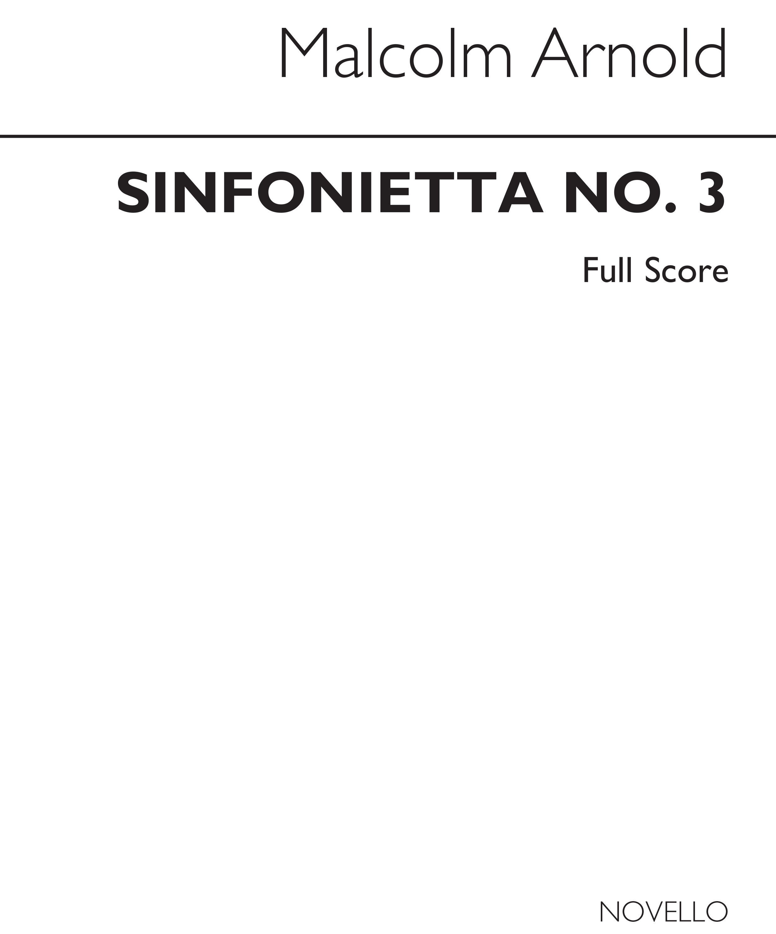 Malcolm Arnold: Sinfonietta No.3 Op.81: Orchestra: Score