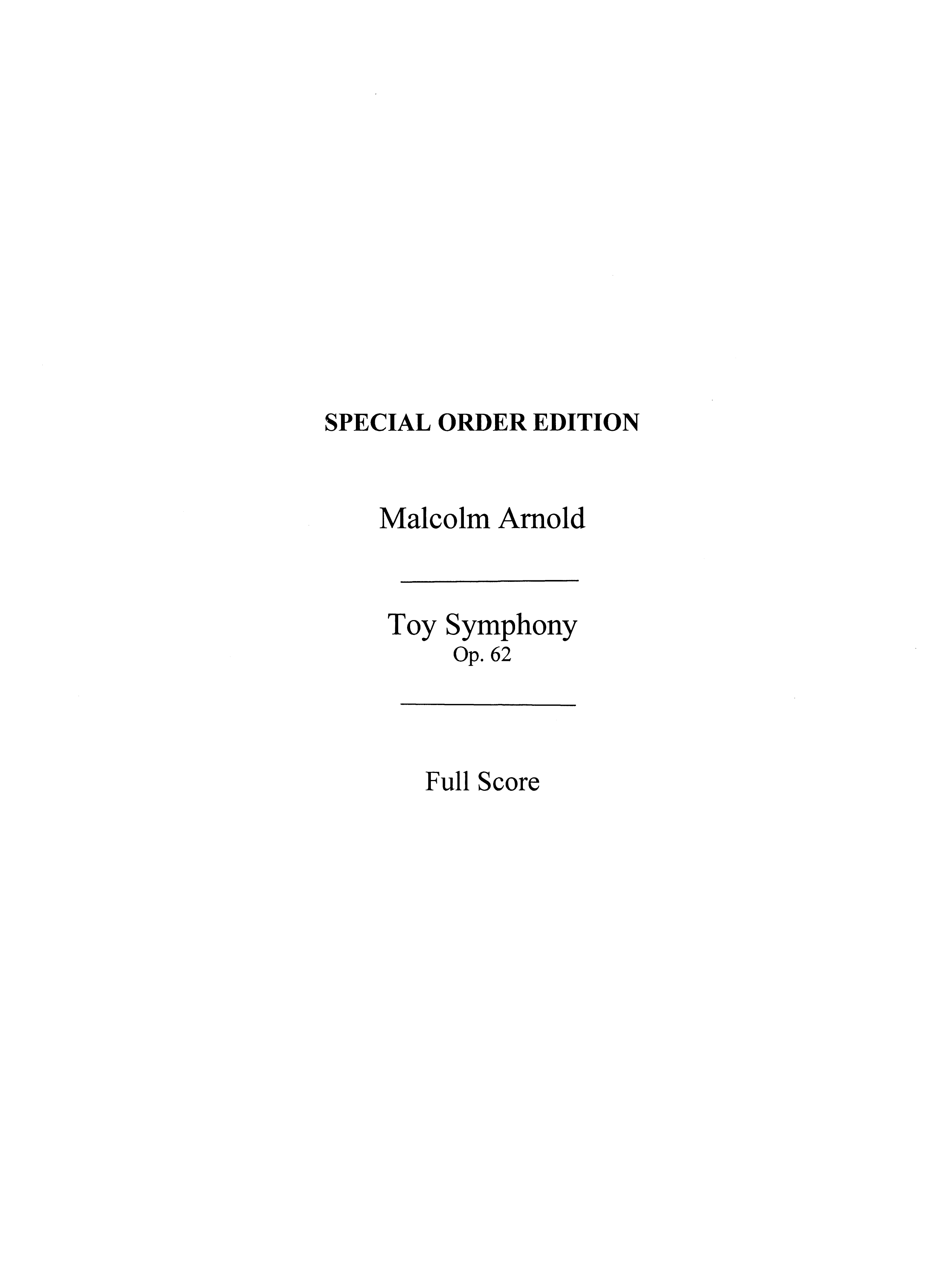 Malcolm Arnold: Toy Symphony Op.62: Orchestra: Score