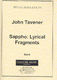 John Tavener: Sappho: Lyrical Fragments: Soprano: Score