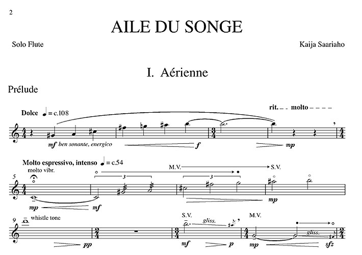 Kaija Saariaho: Aile Du Songe: Flute: Part