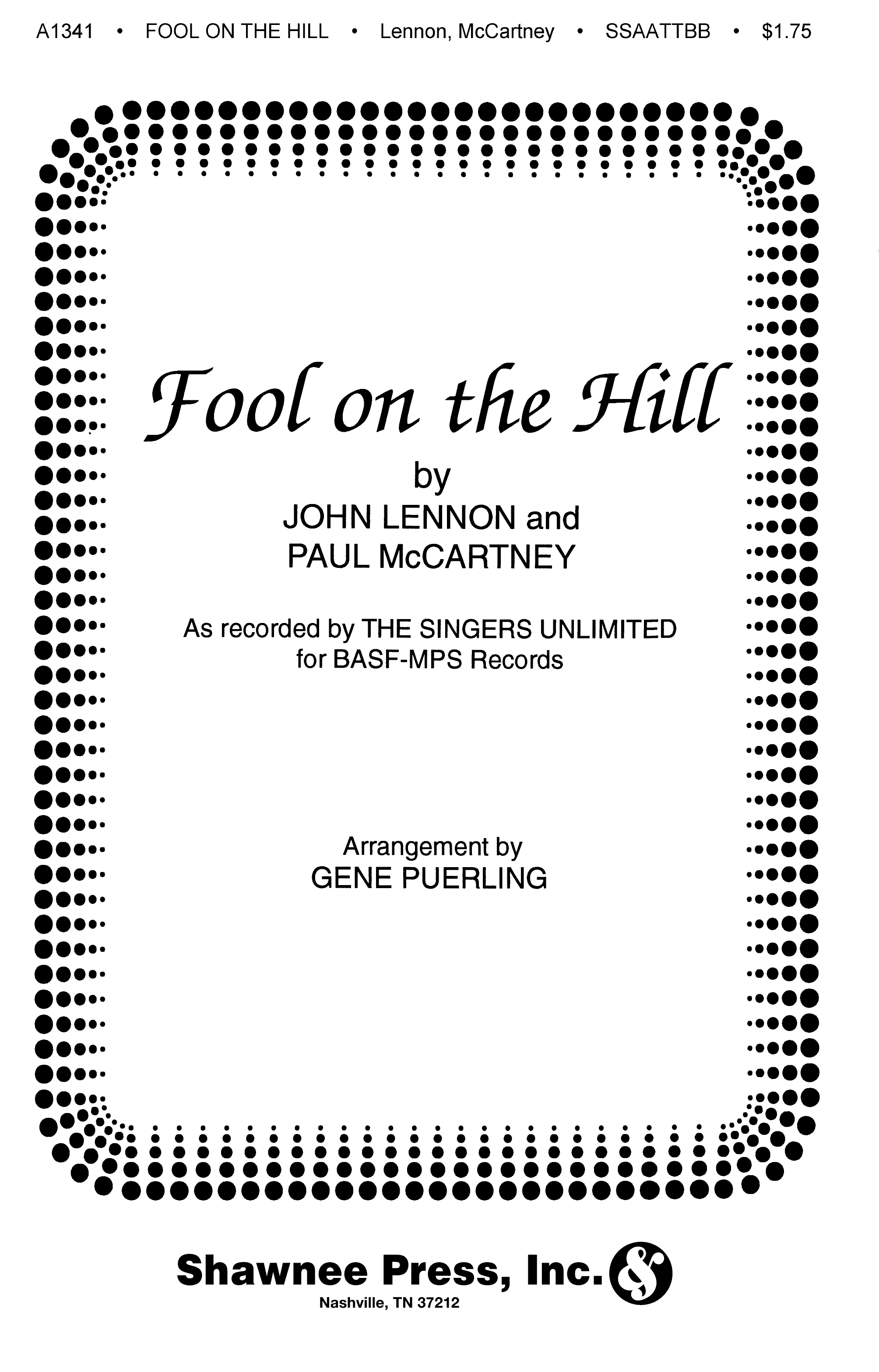 The Beatles: Fool On The Hill: SATB: Vocal Score