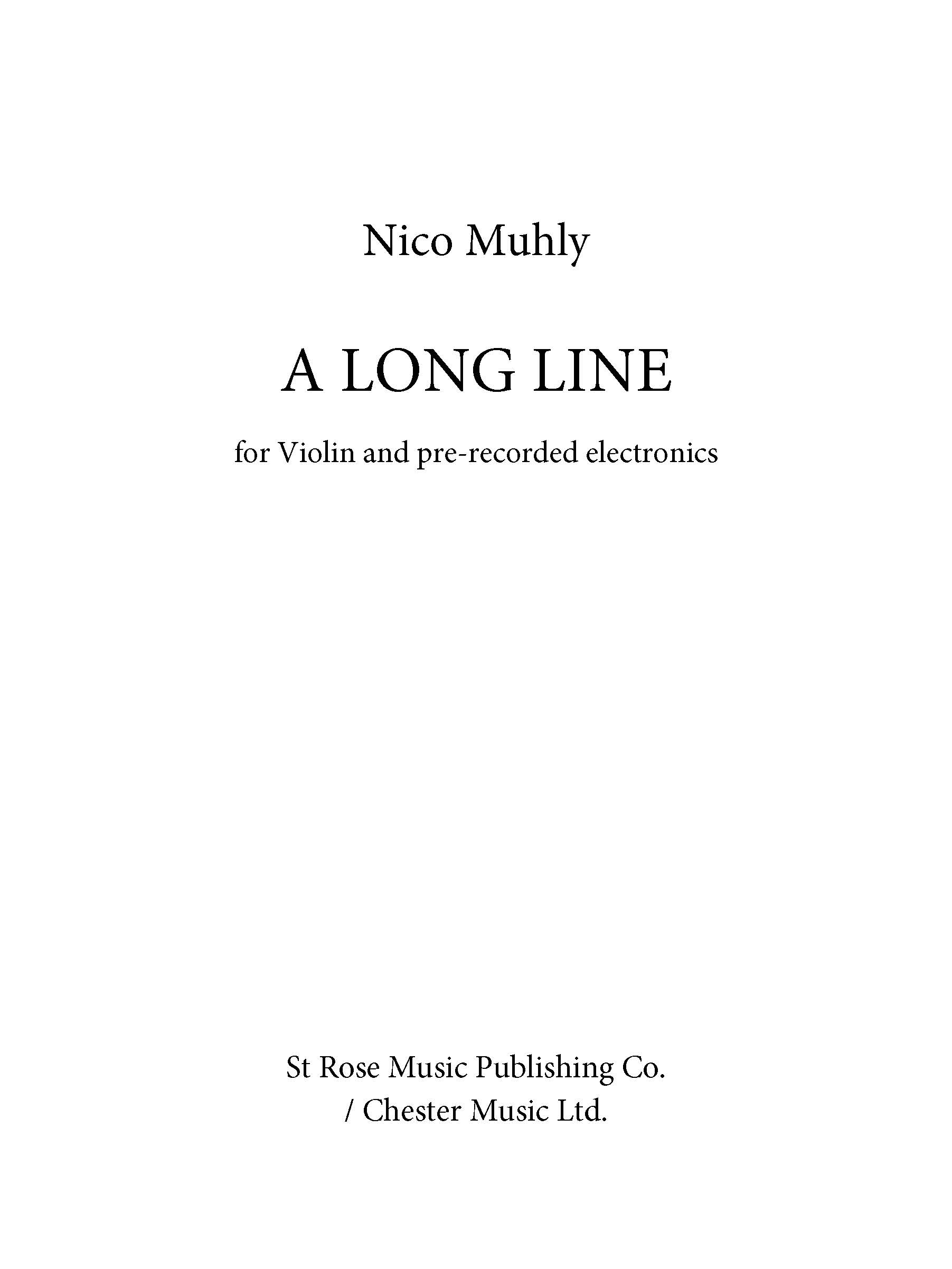 Nico Muhly: A Long Line: Violin: Instrumental Work