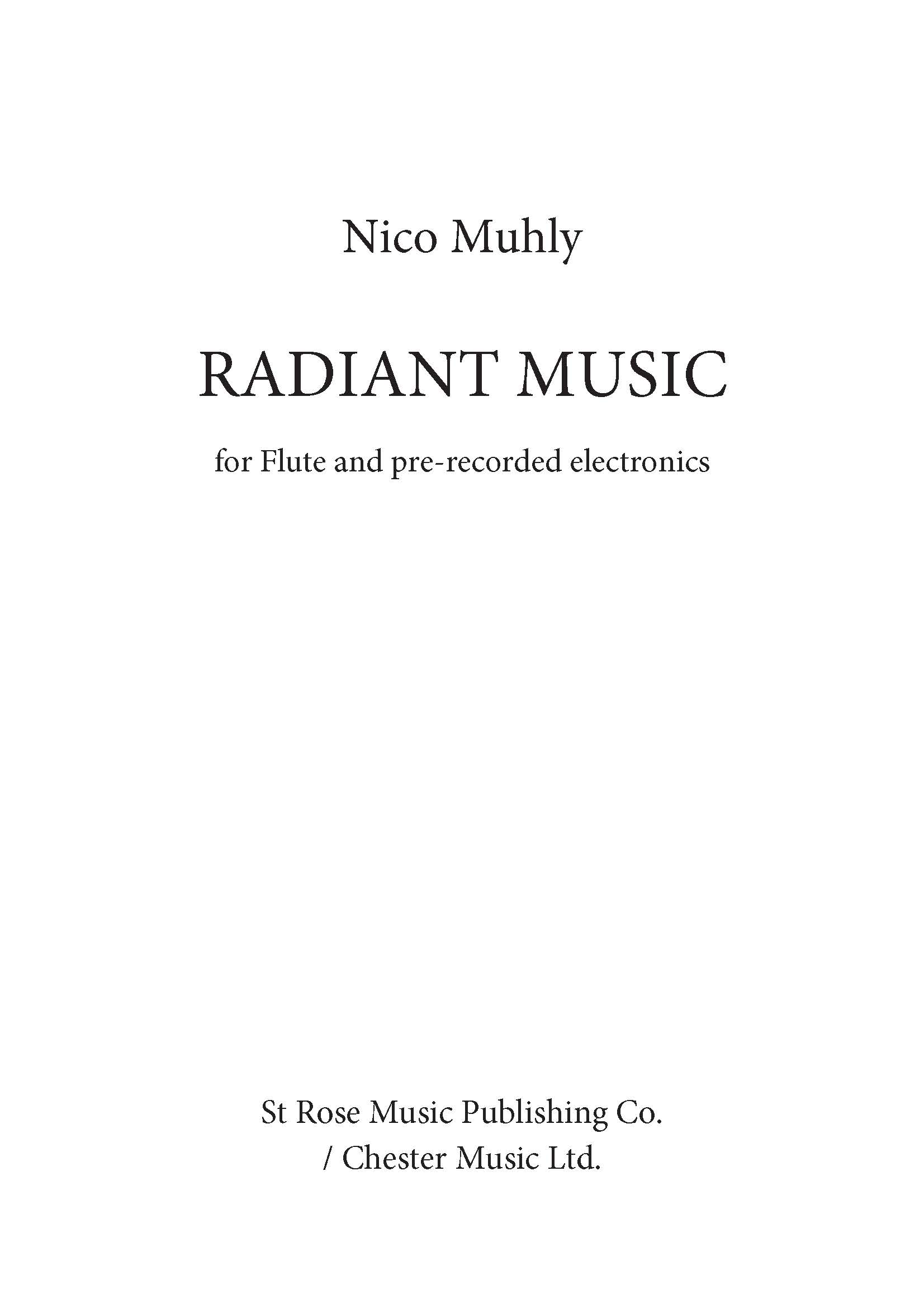 Nico Muhly: Radiant Music: Flute: Instrumental Work