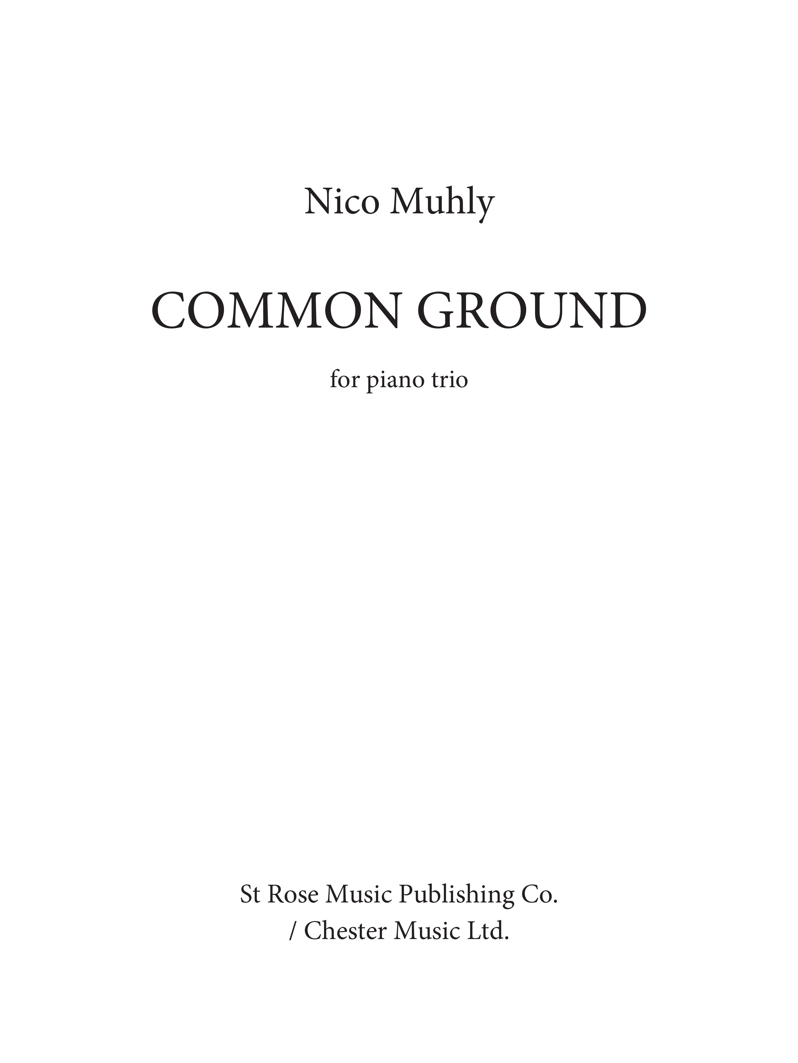 Nico Muhly: Common Ground: Violin & Cello: Score and Parts