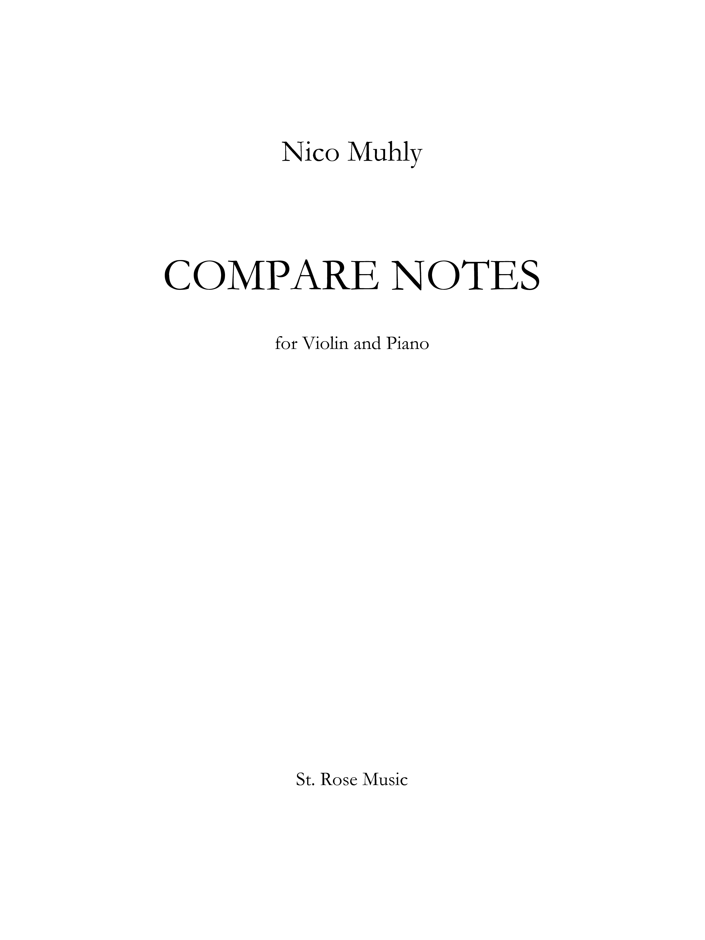 Nico Muhly: Compare Notes: Violin: Instrumental Work