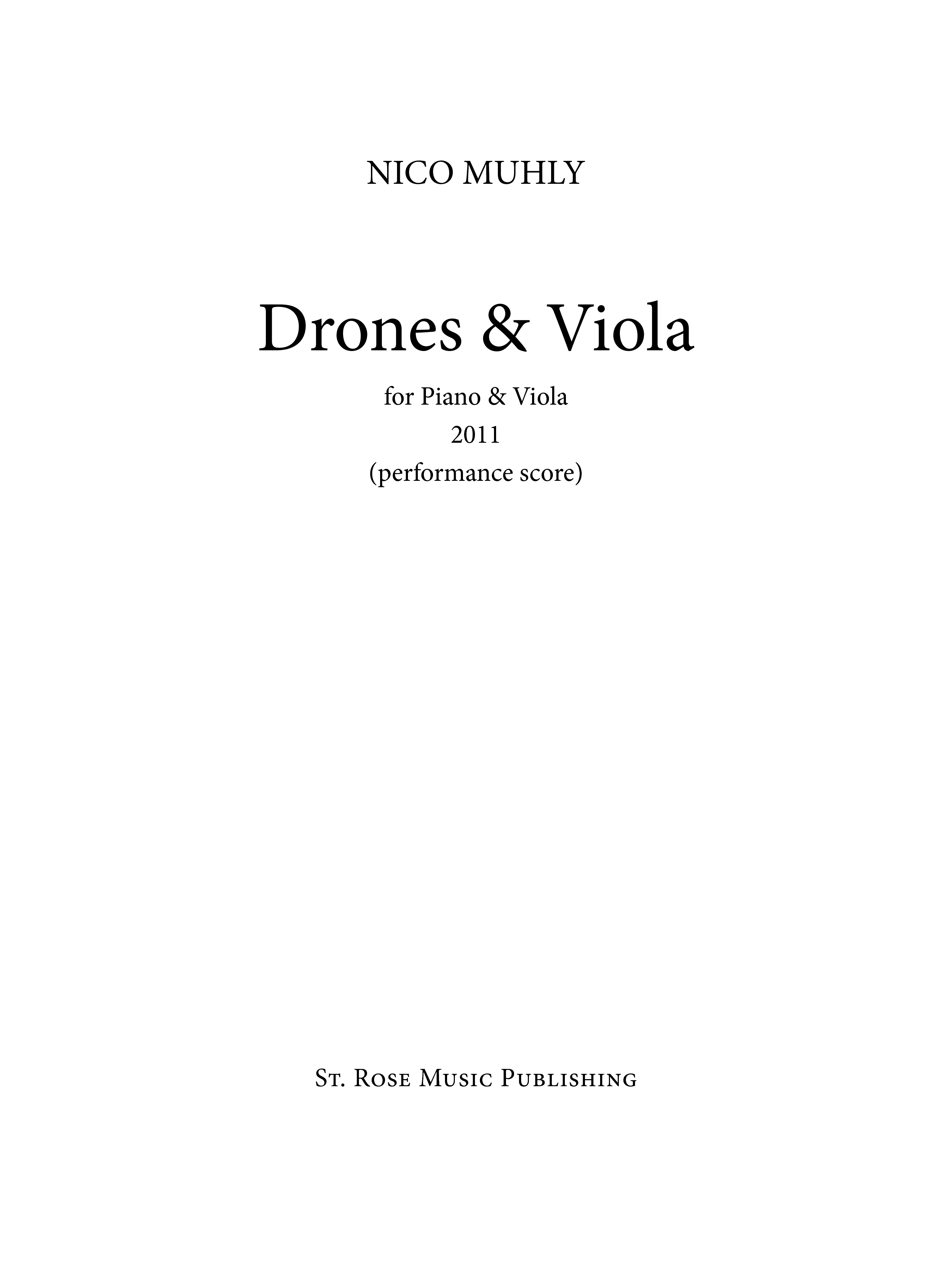 Nico Muhly: Drones & Viola: Viola: Instrumental Work