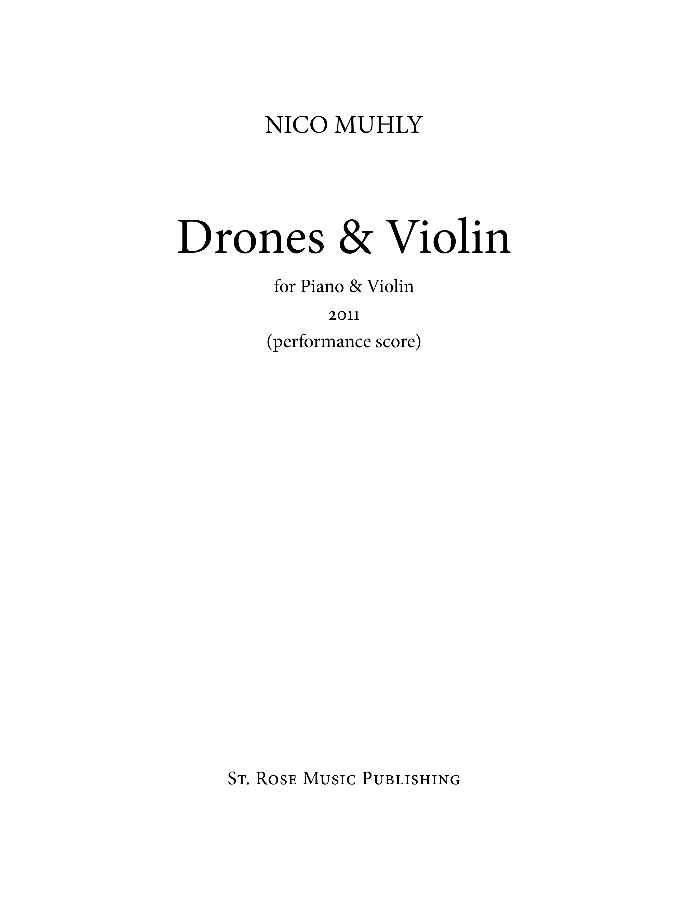 Nico Muhly: Drones & Violin: Violin: Instrumental Work