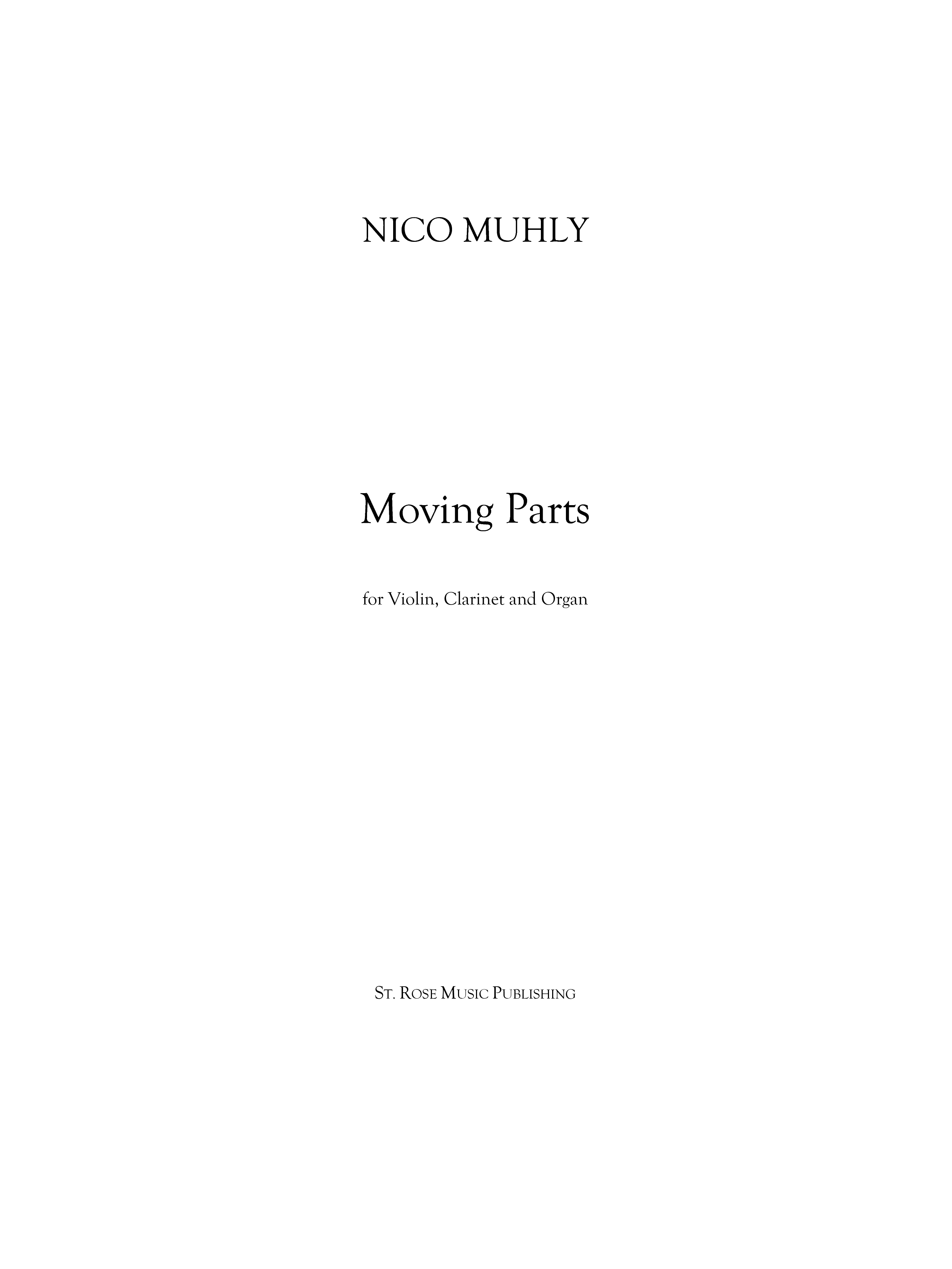 Nico Muhly: Moving Parts: Chamber Ensemble: Score and Parts