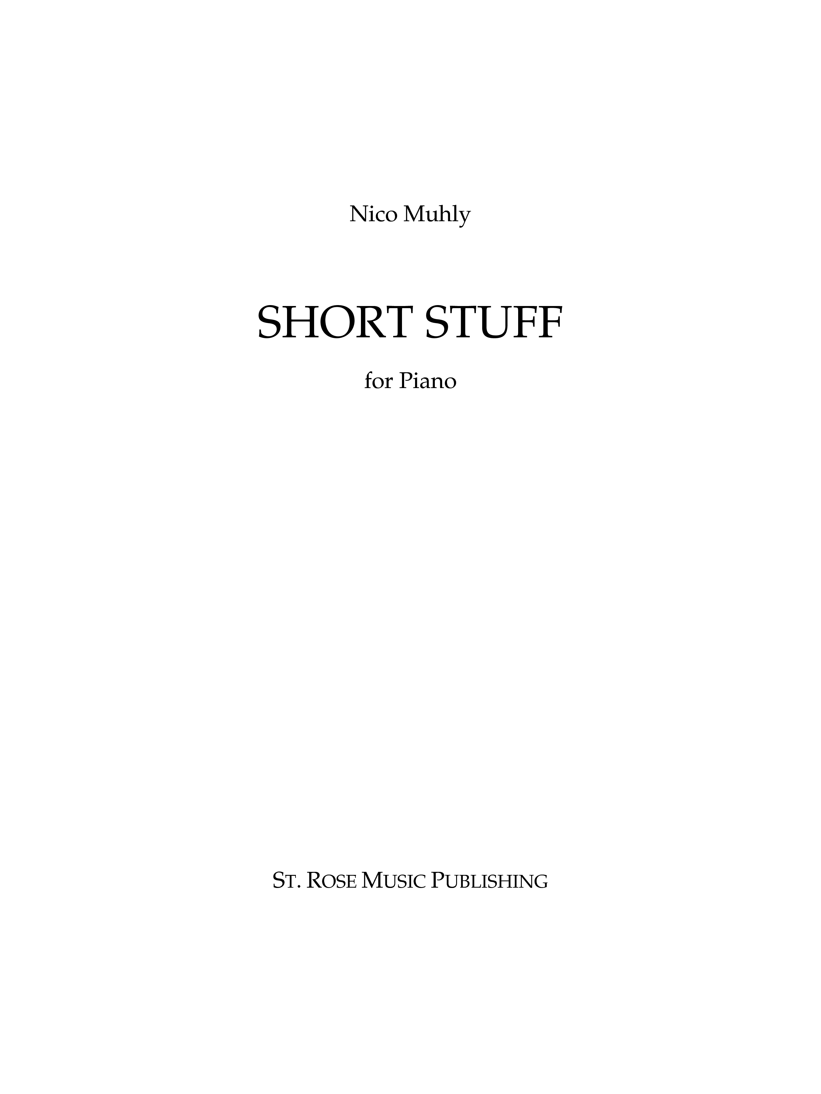 Nico Muhly: Short Stuff: Piano: Instrumental Work