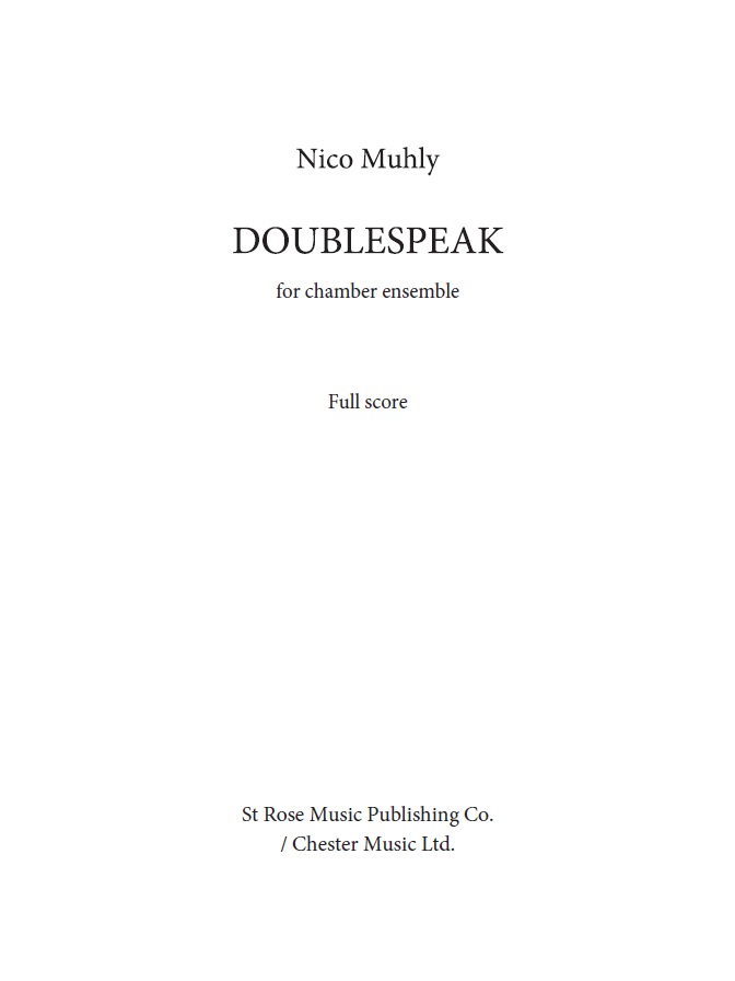 Nico Muhly: Doublespeak: Chamber Ensemble: Score and Parts