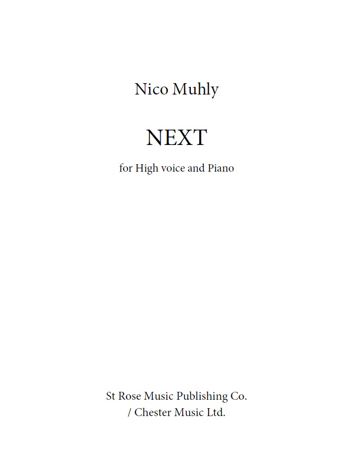 Nico Muhly: Next: High Voice: Vocal Work