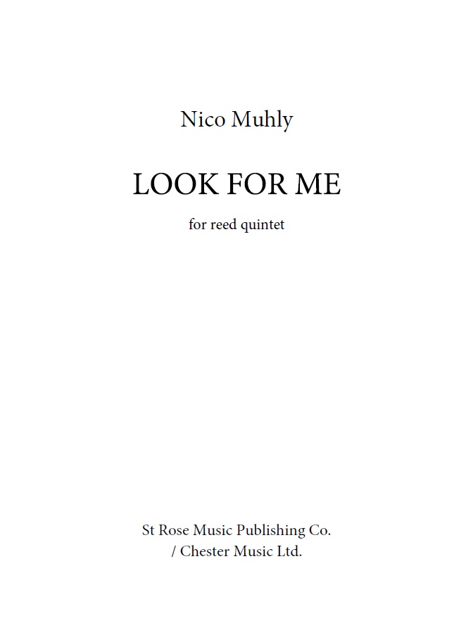 Nico Muhly: Look For Me: Ensemble: Score and Parts