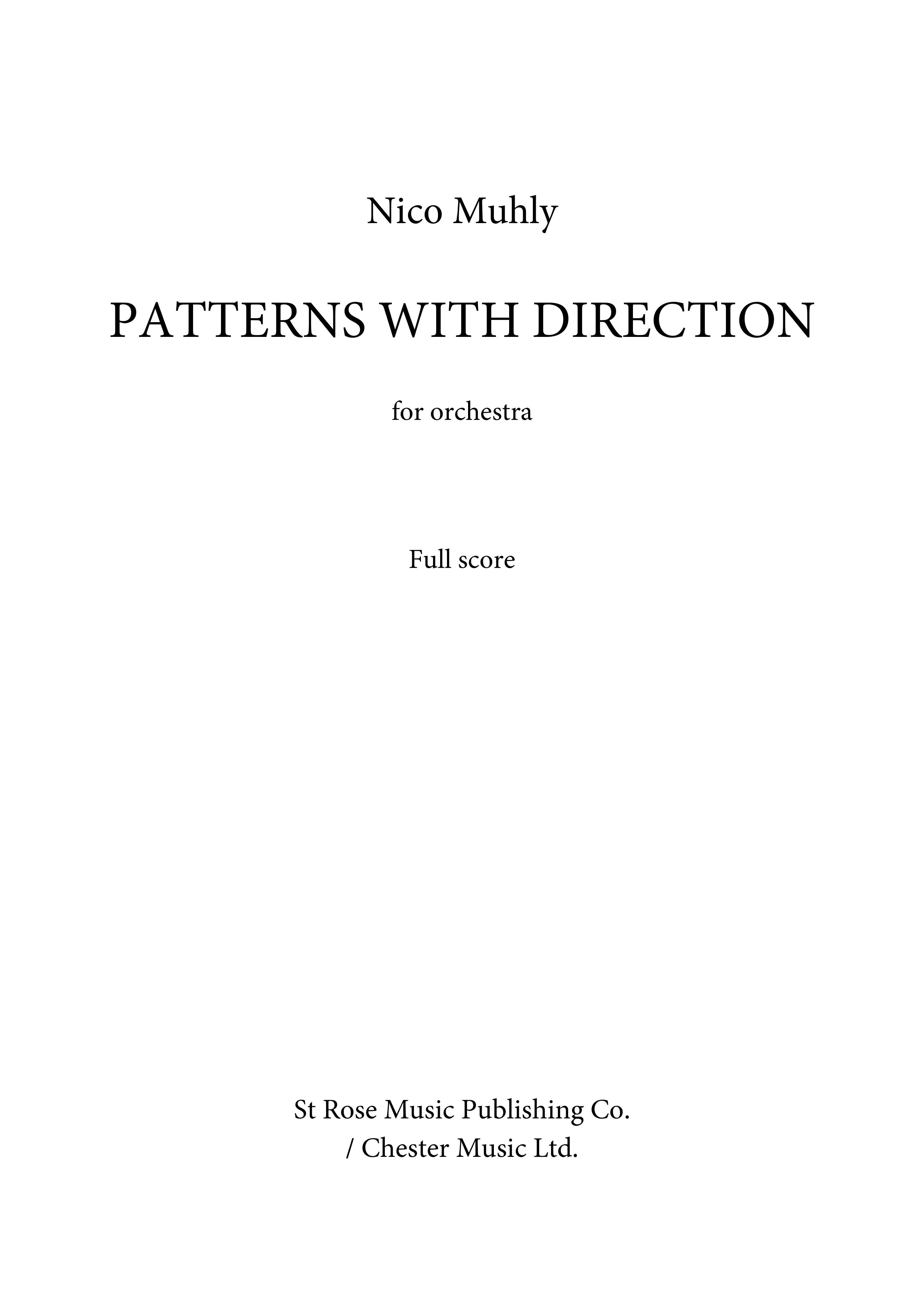 Nico Muhly: Patterns With Direction: Orchestra: Score