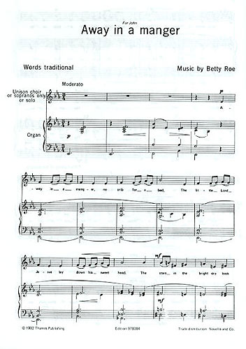 Betty Roe: Away In A Manger: Unison Voices: Vocal Score