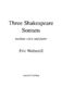 Eric Wetherell: 3 Shakespeare Sonnets: Medium Voice: Vocal Album