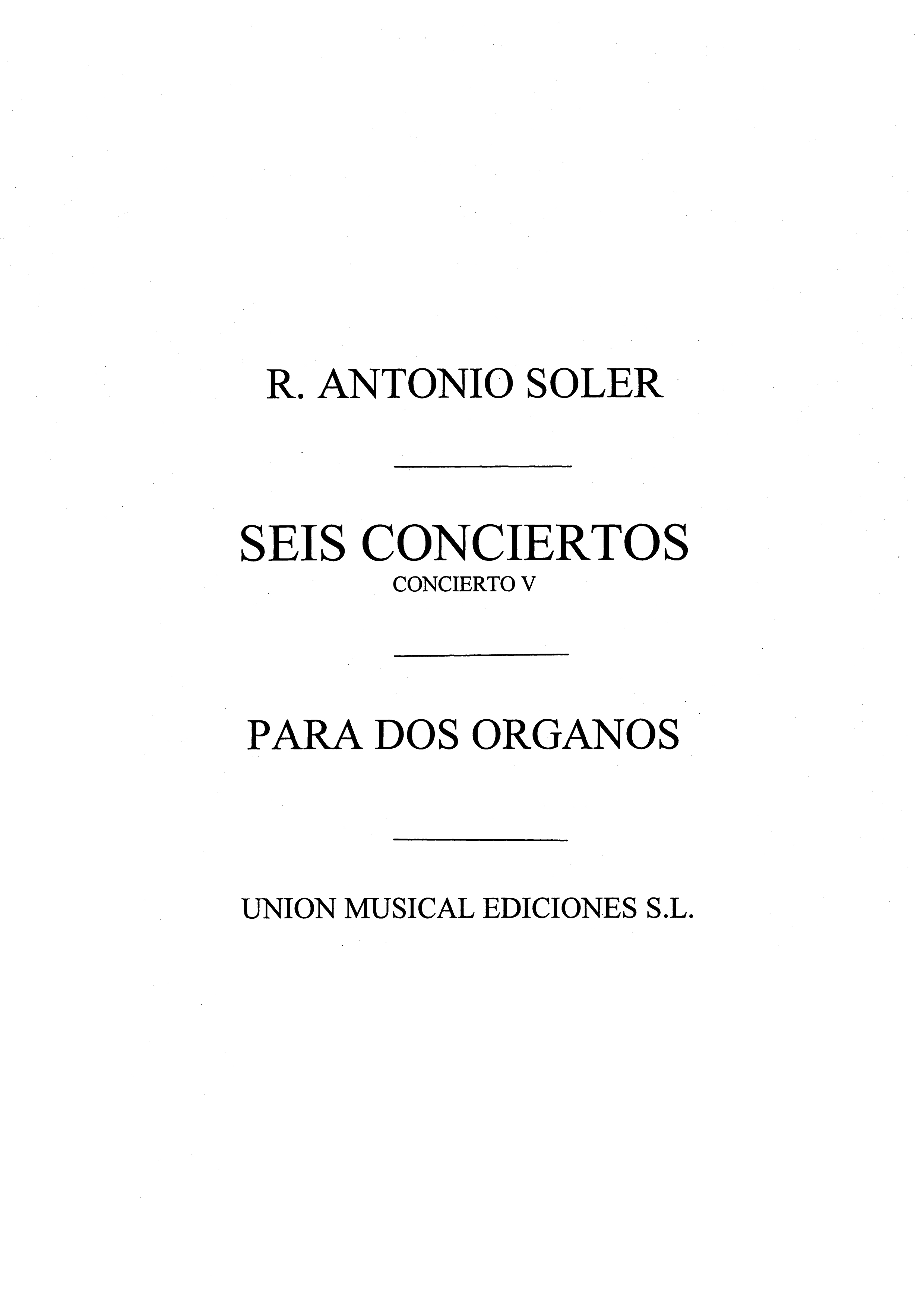 Antonio Soler: Concierto No.5: Organ Duet: Instrumental Work