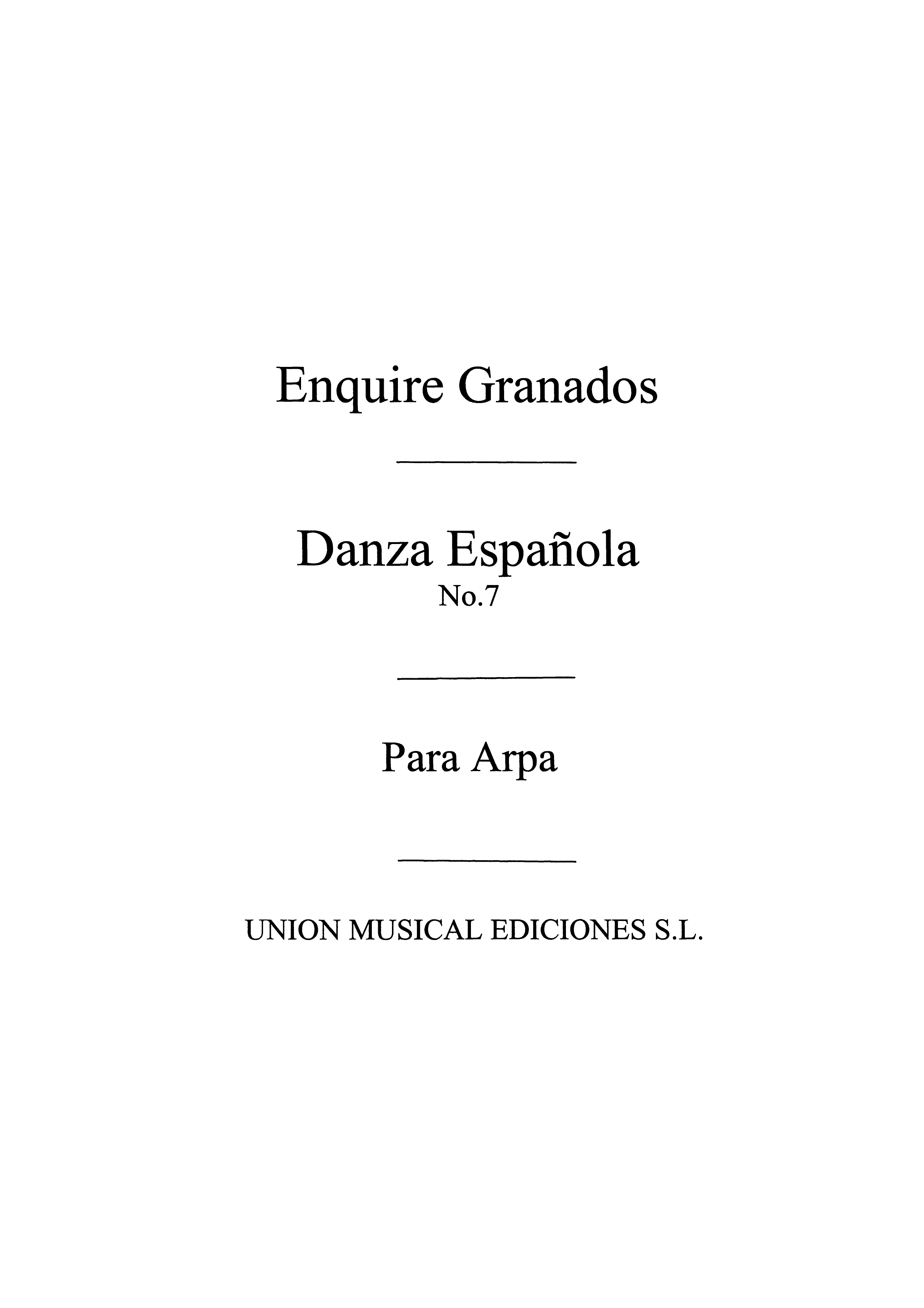 Enrique Granados: Danza Espanola No.7 Valenciana: Harp: Instrumental Work