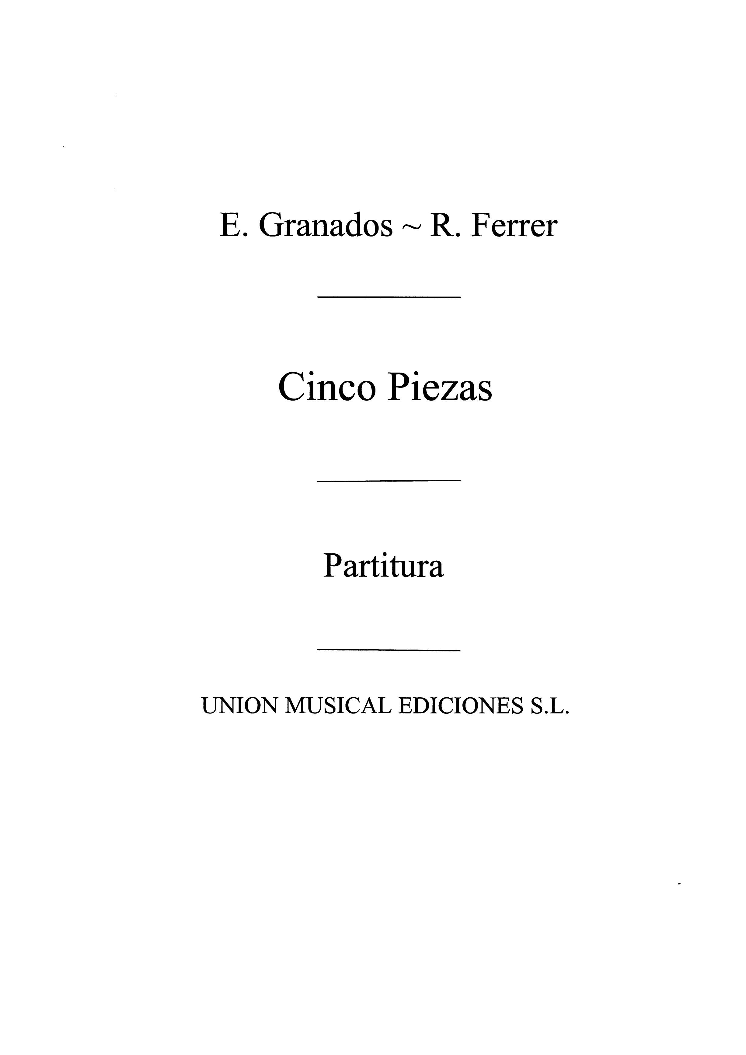 Enrique Granados: Cinco Piezas Cantos Populares Score: Orchestra: Miniature