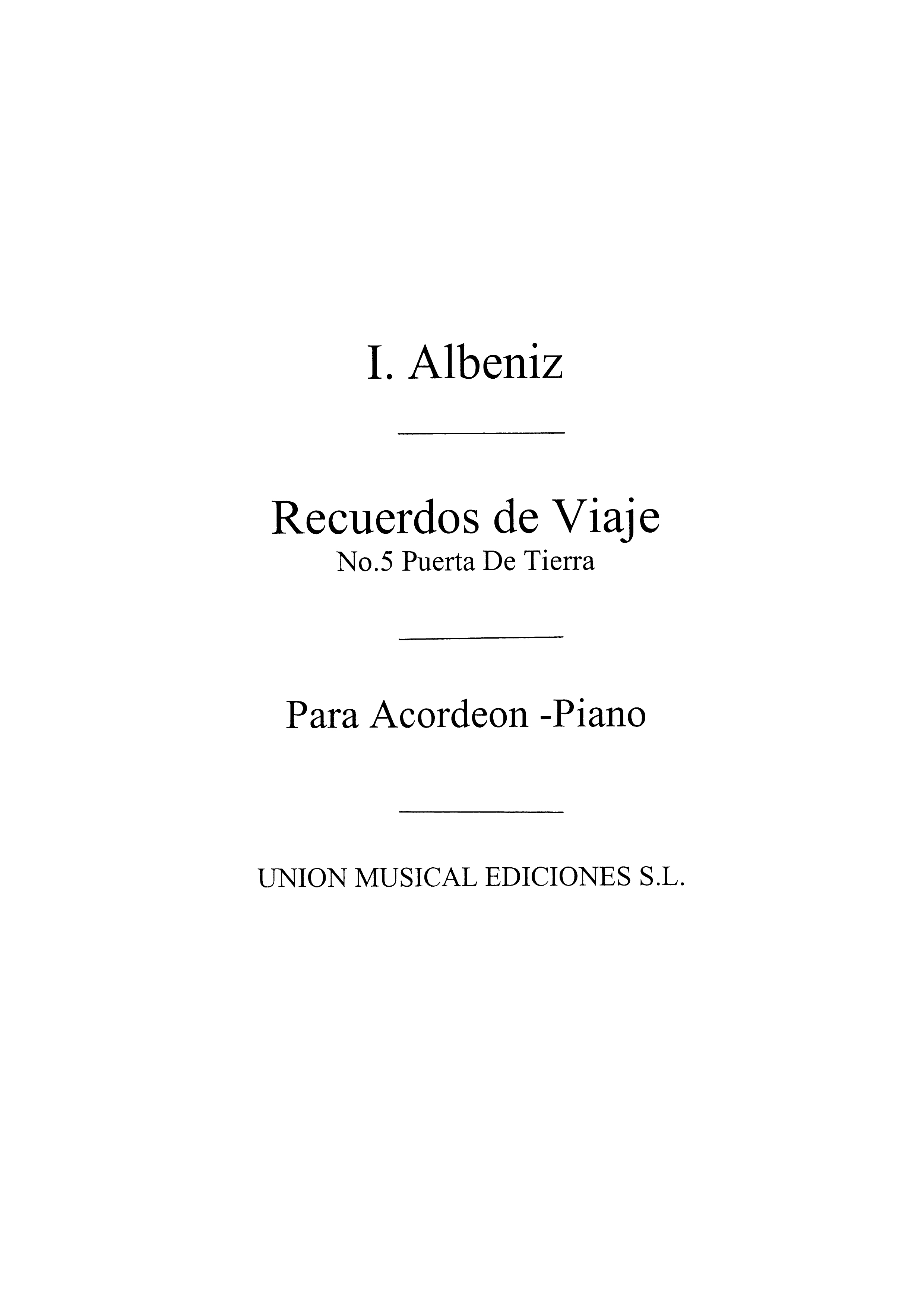 Isaac Albniz: Puerta De Tierra Bolero: Accordion: Instrumental Work