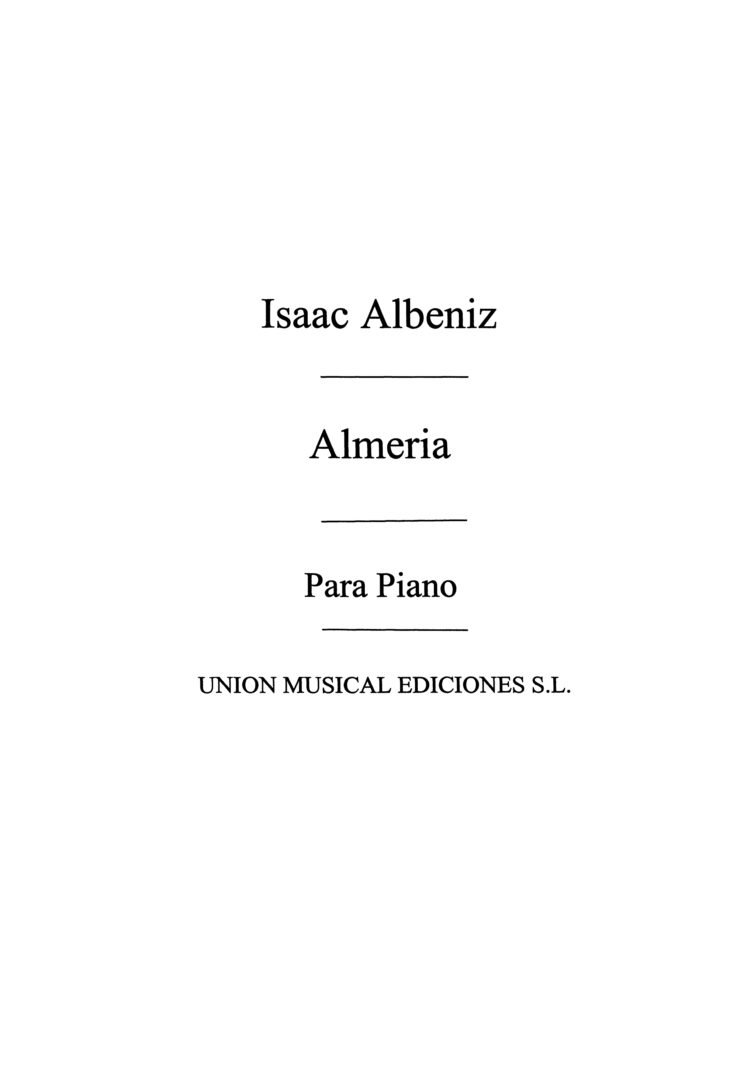 Isaac Albniz: Almeria From Iberia (Surinach): Piano: Instrumental Work