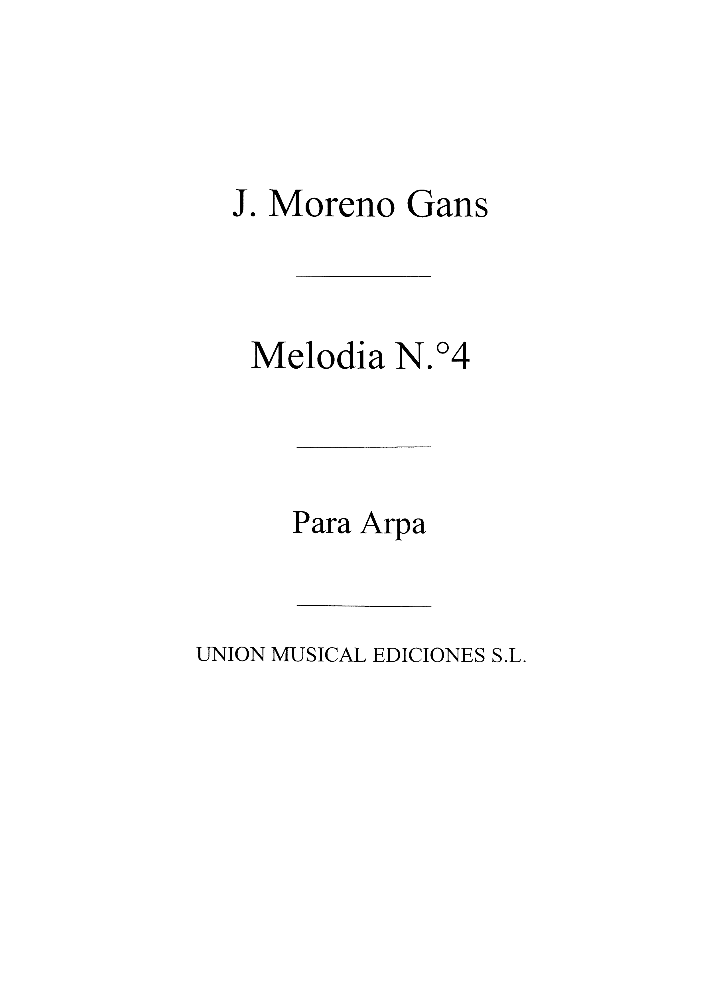Jose Moreno Gans: Melodia No.4: Harp: Instrumental Work