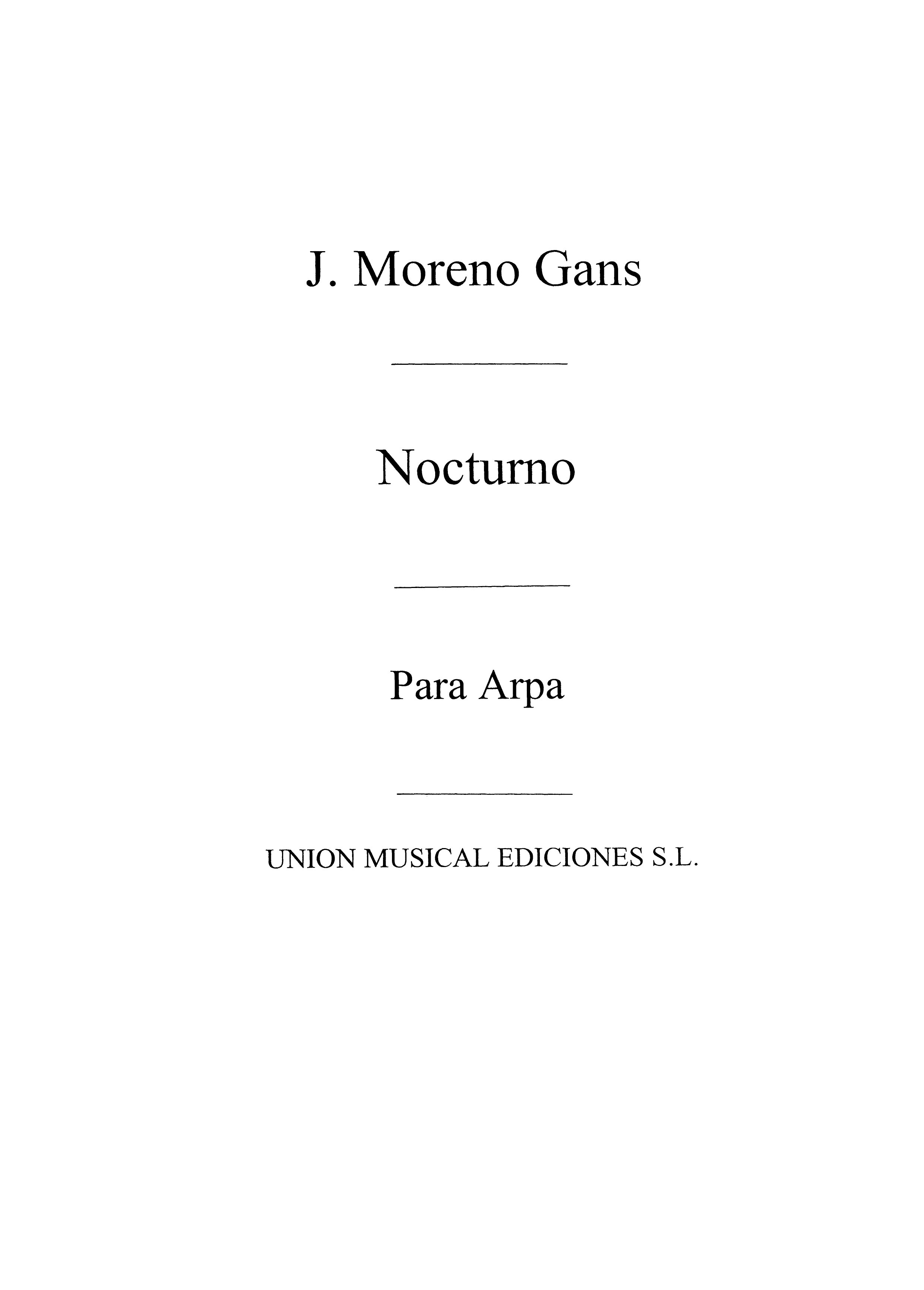 Jose Moreno Gans: Nocturno: Harp: Instrumental Work