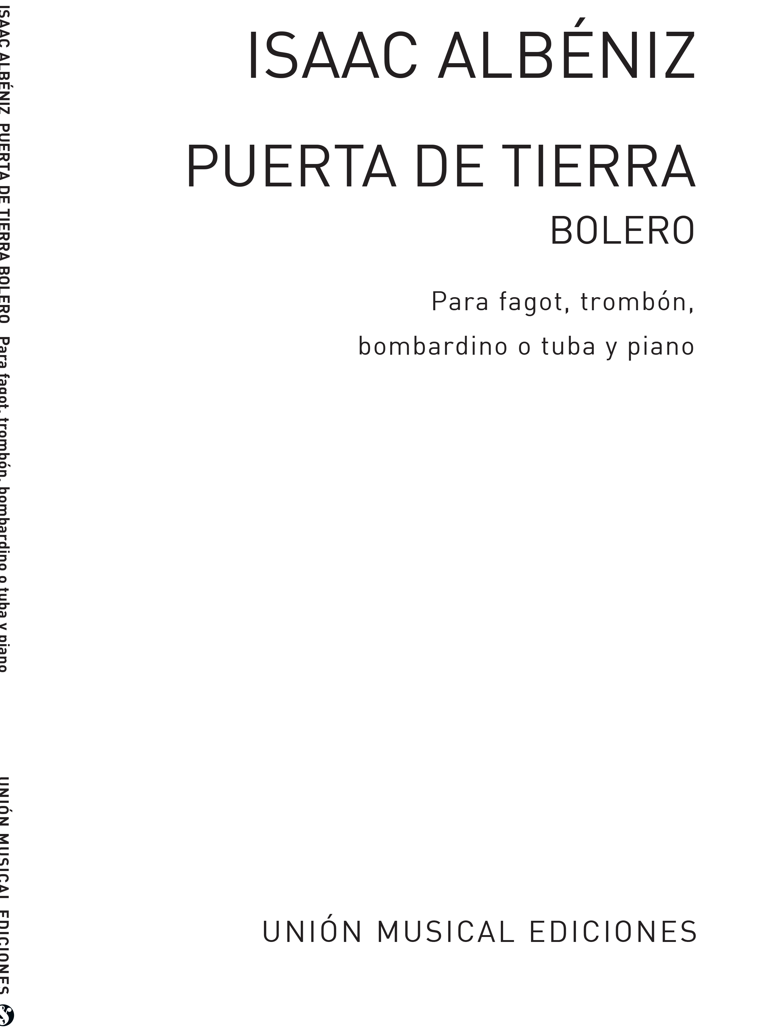 Isaac Albniz: Puerta De Tierra Bolero: Bass Clef Instrument: Instrumental Work