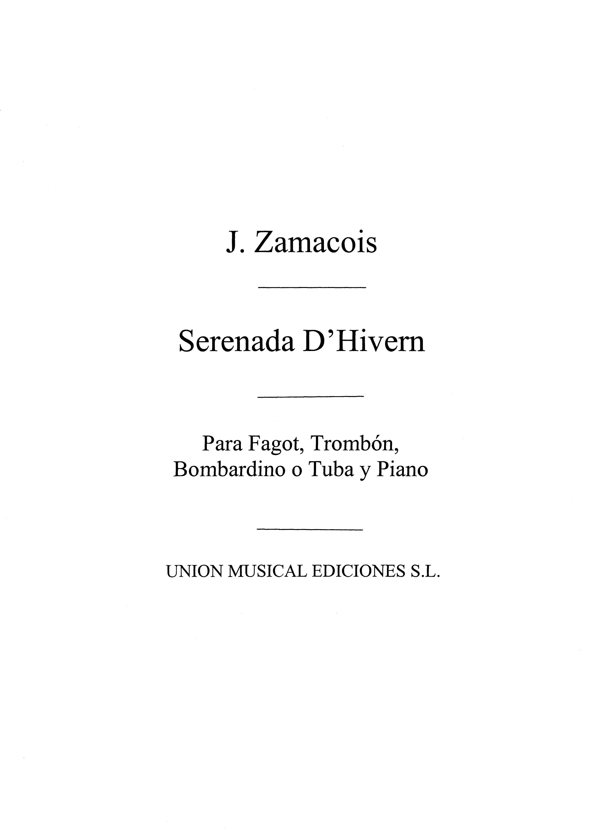 Joaquin Zamacois: Serenada D'Hivern: Trombone: Instrumental Work