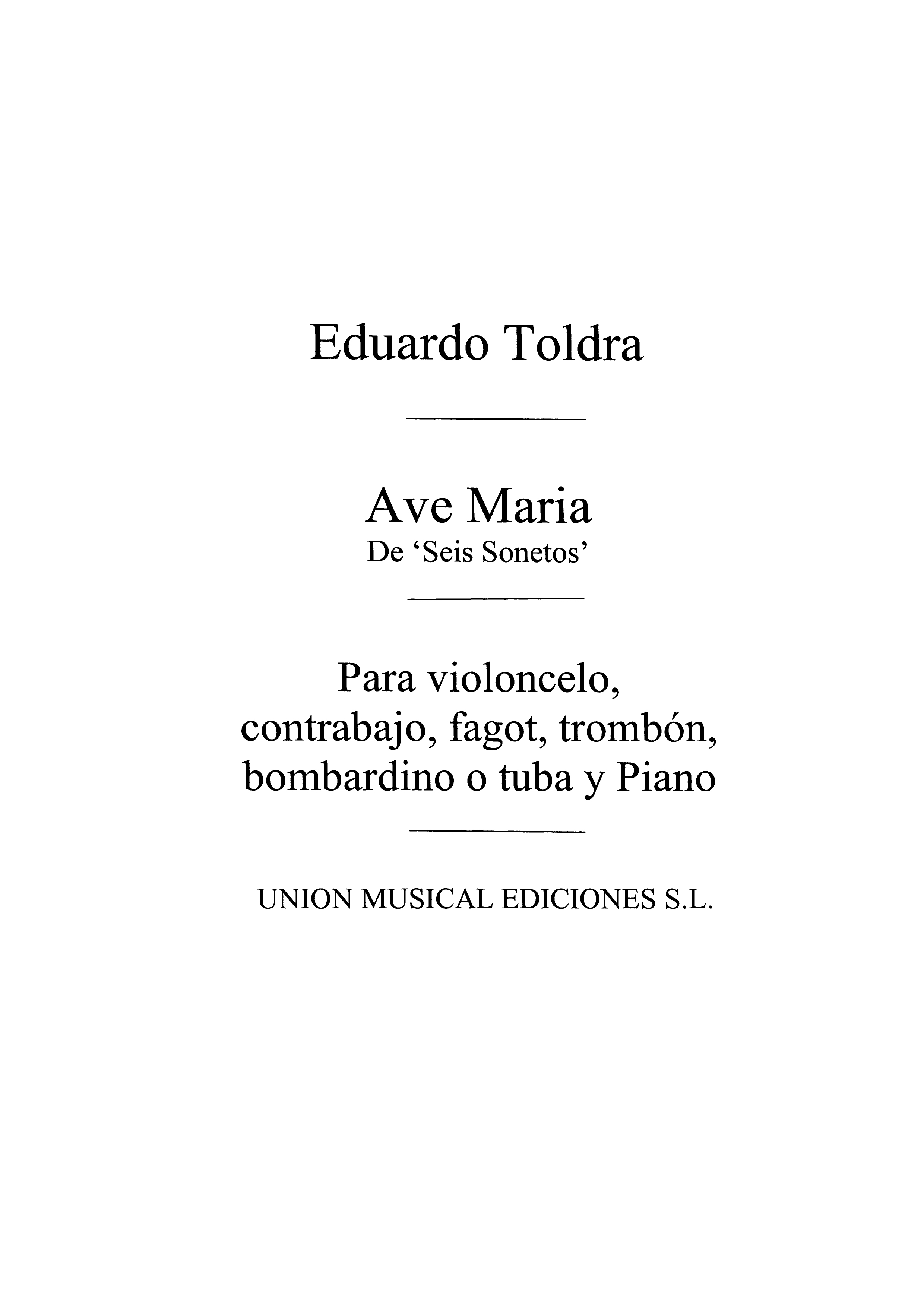 Eduardo Toldra: Ave Maria: Cello: Instrumental Work