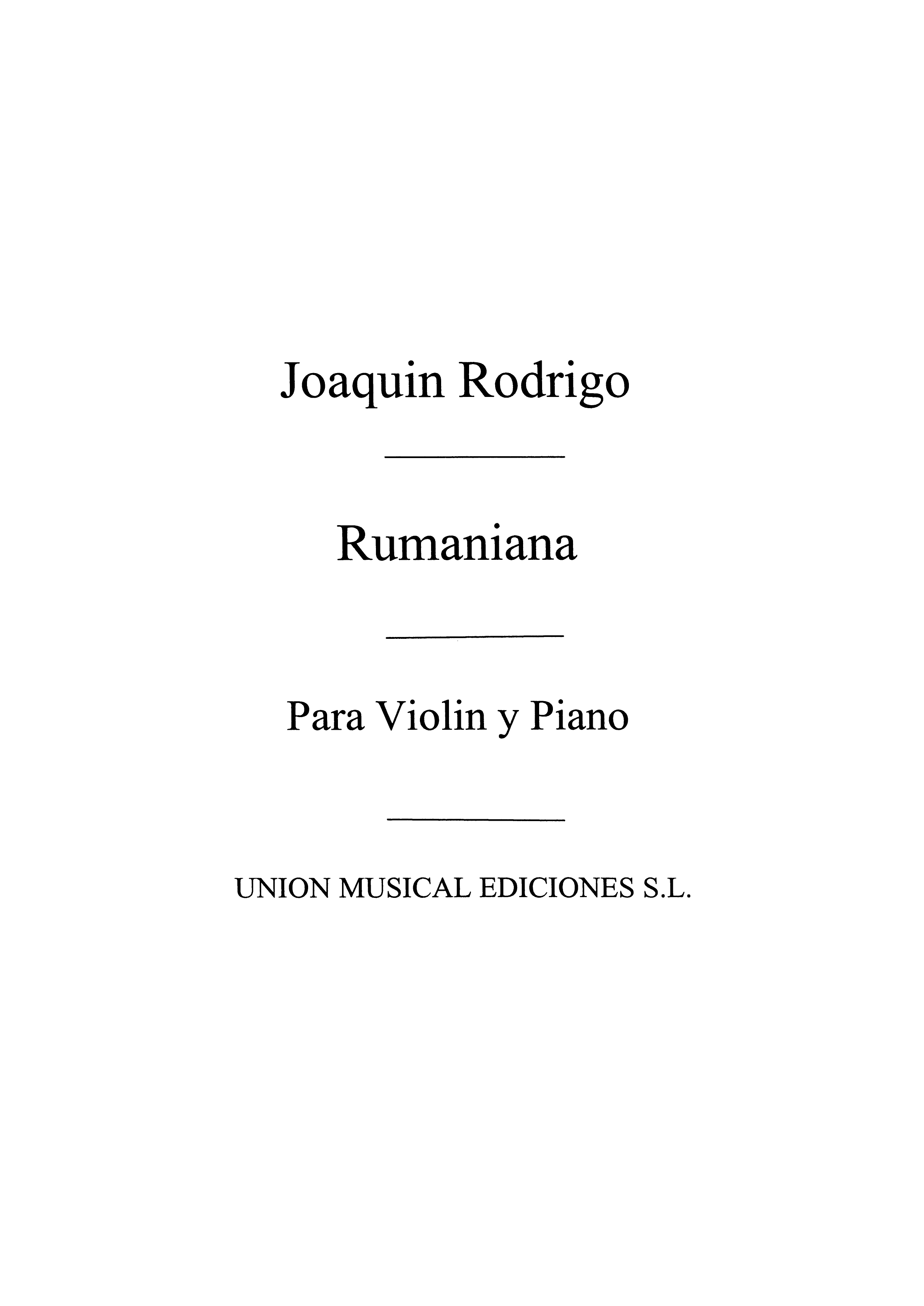 Joaquín Rodrigo: Rumaniana: Violin: Instrumental Work