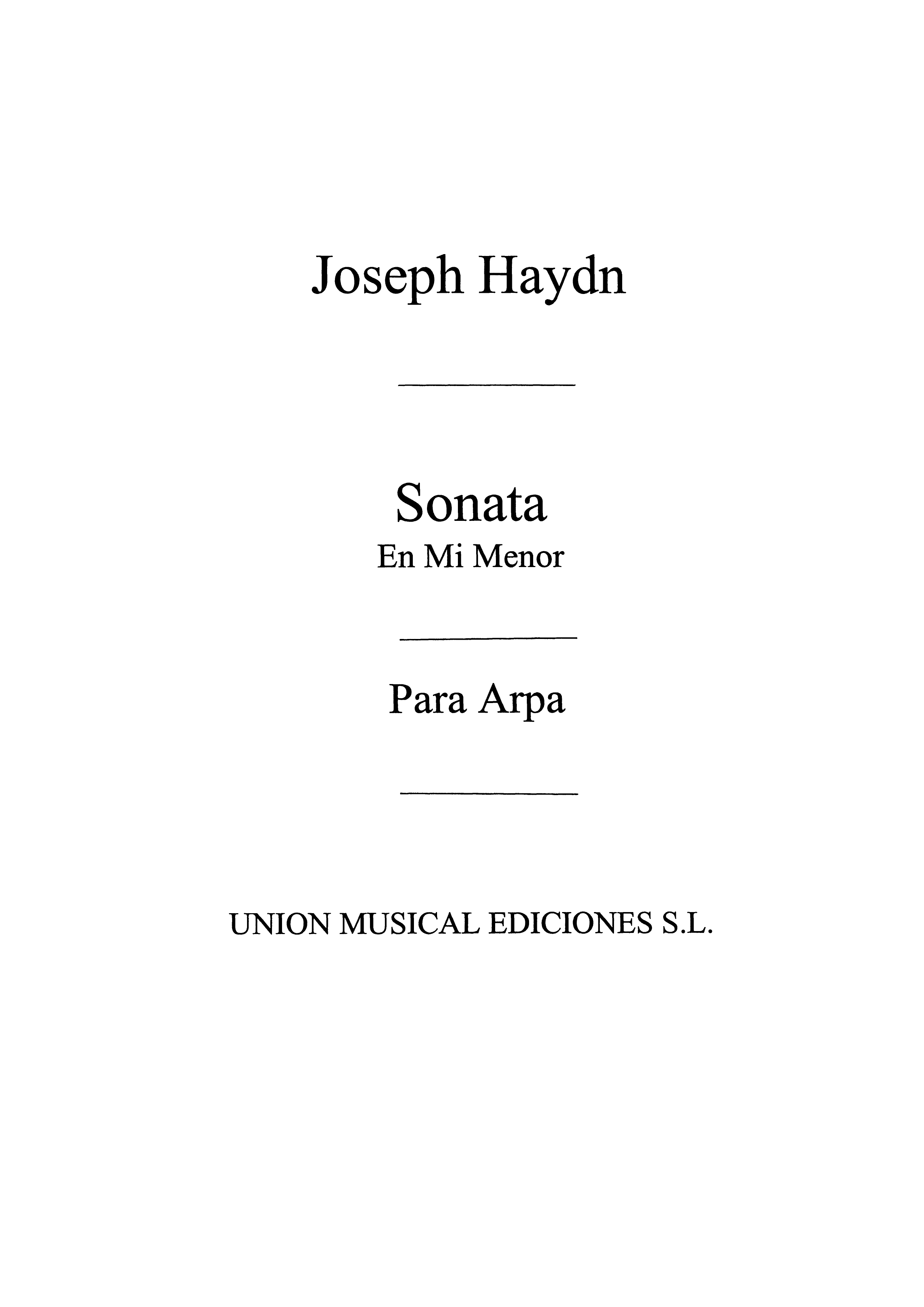 Franz Joseph Haydn: Sonata For Harp: Harp: Instrumental Work